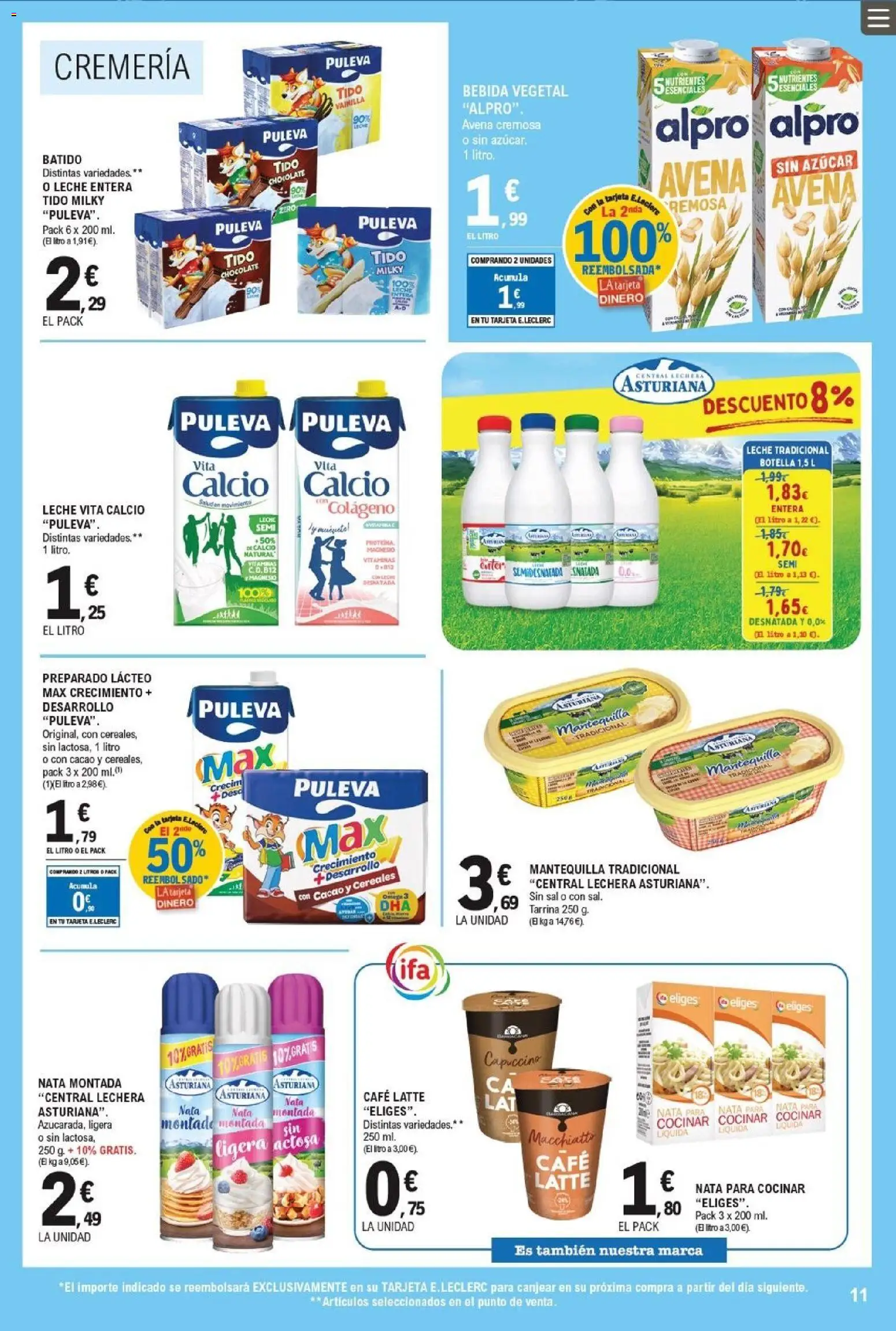 E.Leclerc folleto │ válido desde el 22.04.2026 | Página: 11 | Productos: Leche entera, Leche, Café, Συσκευή ροής
