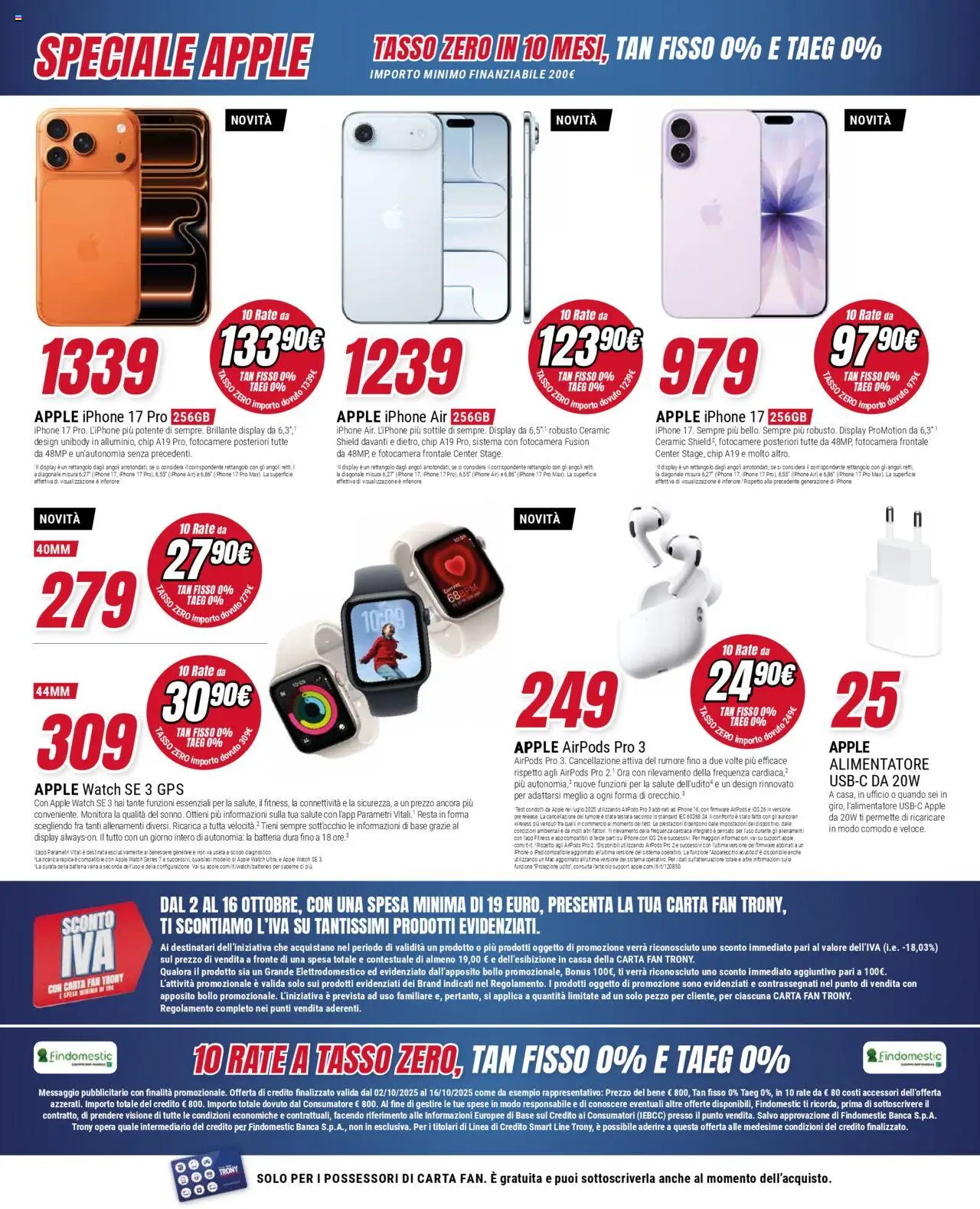 Volantino Trony del 02.10.2025 | Pagina: 42 | Prodotti: Auricolari, Fan, Apple Watch, Airpods