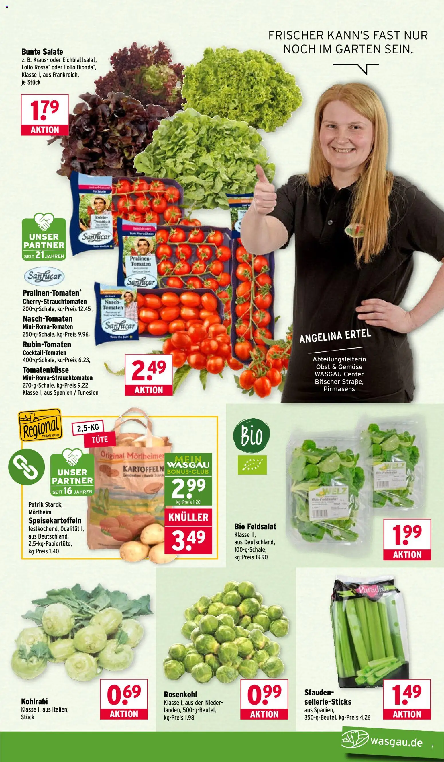 Wasgau Prospekt 	 – gültig ab 23.02.2026 | Seite: 7 | Produkte: Kohlrabi, Tomaten, Gemüse, Obst
