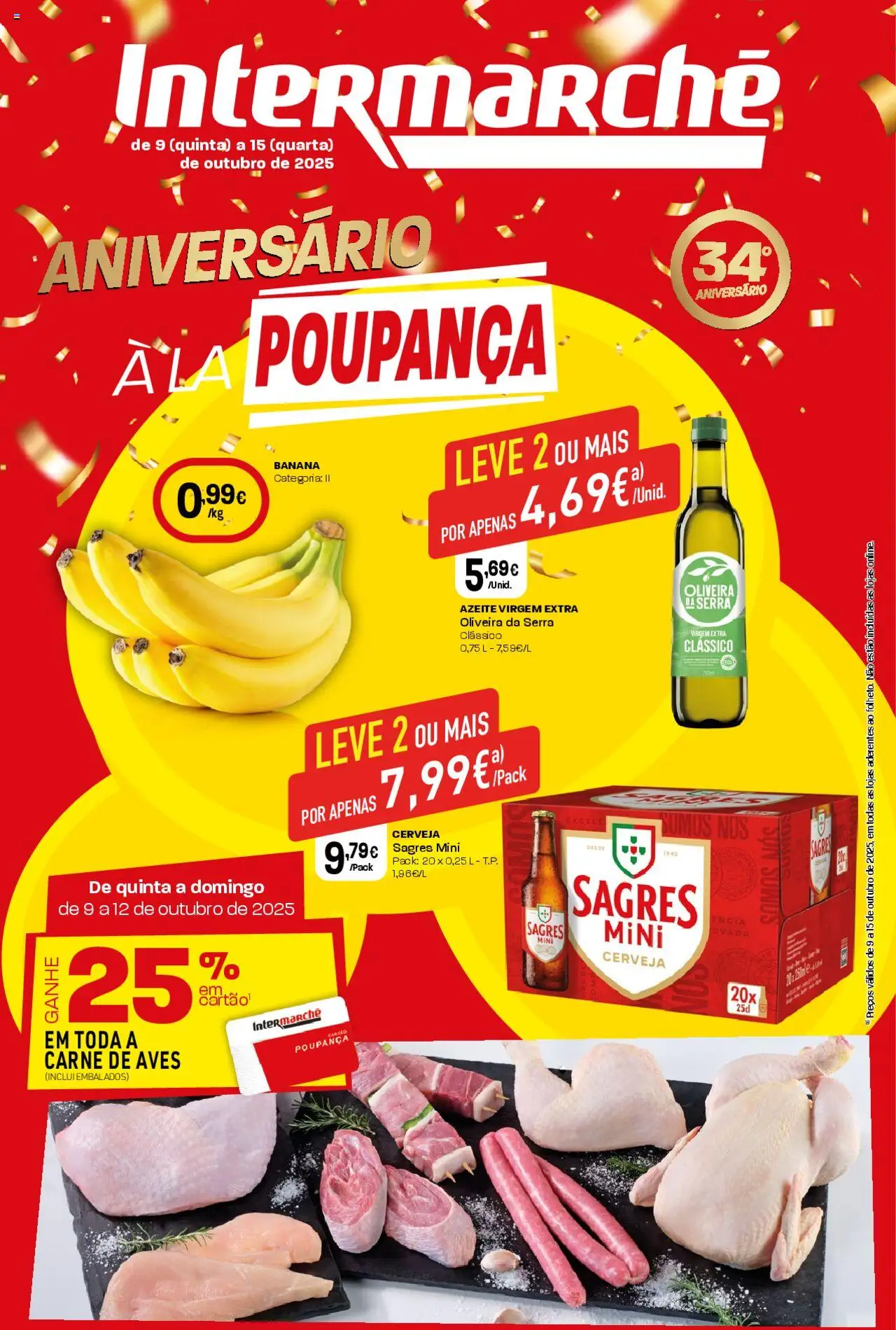Intermarché folheto │ válido de 09.10.2025 | Página: 1 | Produtos: Azeite, Banana, Cerveja, Carne