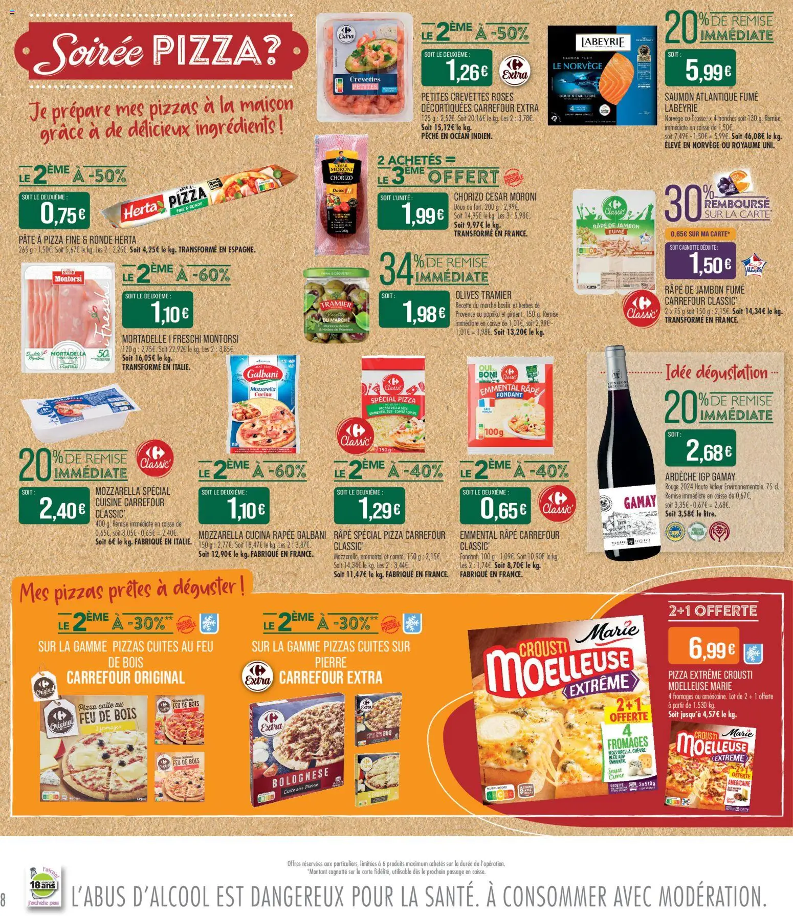 {H1} | Page: 8 | Produits: Mozzarella, Pâte à pizza, Lait, Crème