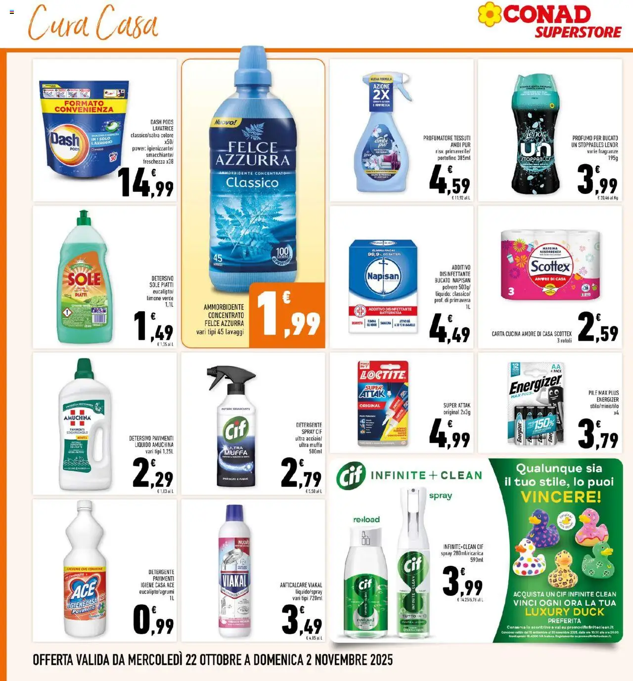 Volantino Conad del 22.10.2025 | Pagina: 30 | Prodotti: Pile, Limone, Lavatrice, Profumo