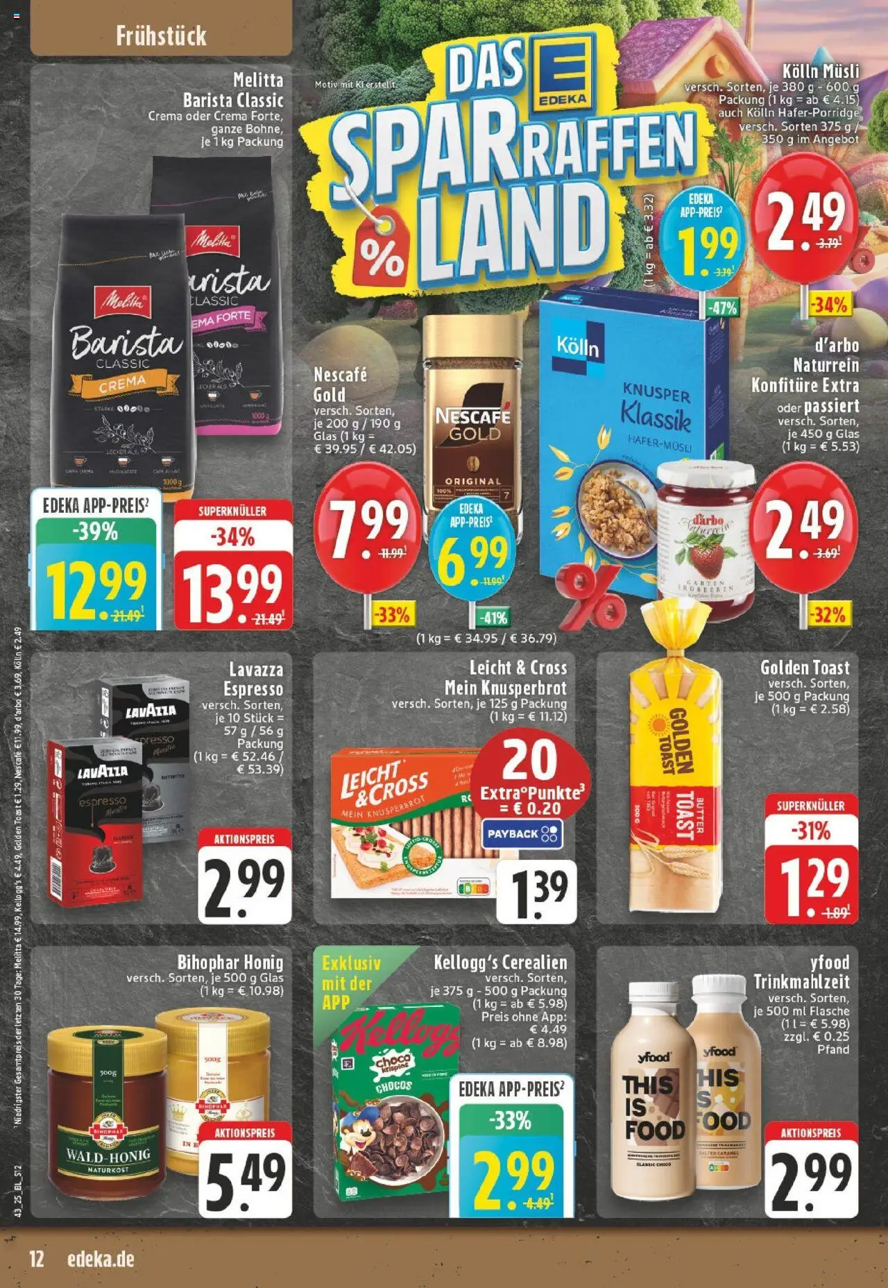 Edeka prospekt Lindlar	 – gültig ab 19.10.2025 | Seite: 12 | Produkte: Musli, Kolln, Toast, YFood
