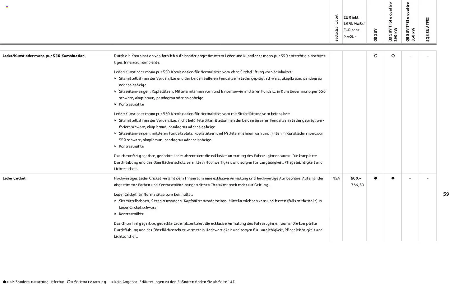 Audi Q8 – gültig ab 06.11.2025 | Seite: 59