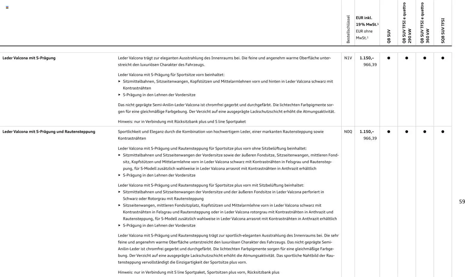 Audi Q8 – gültig ab 06.11.2025 | Seite: 59