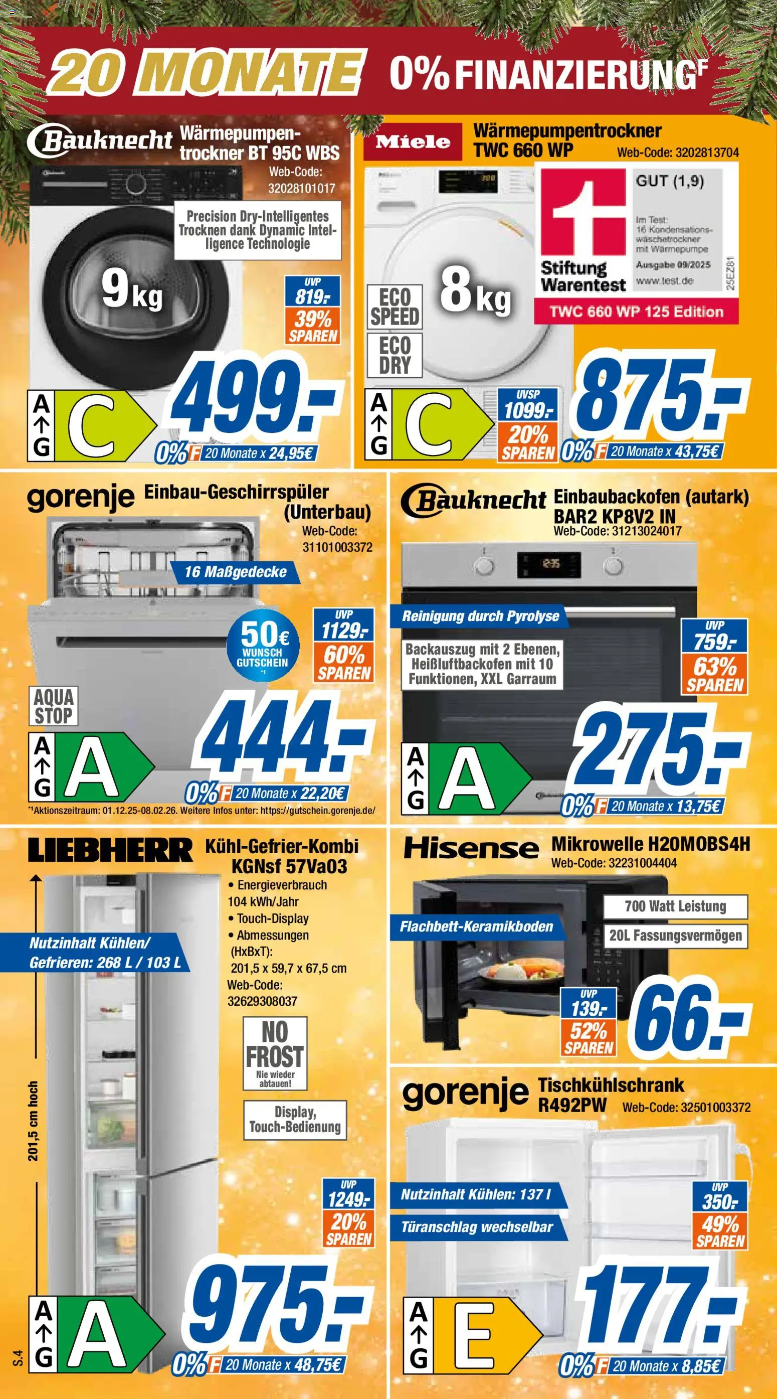 Expert Prospekt 	 – gültig ab 20.12.2025 | Seite: 4 | Produkte: Miele, Hisense, Trockner, Mikrowelle