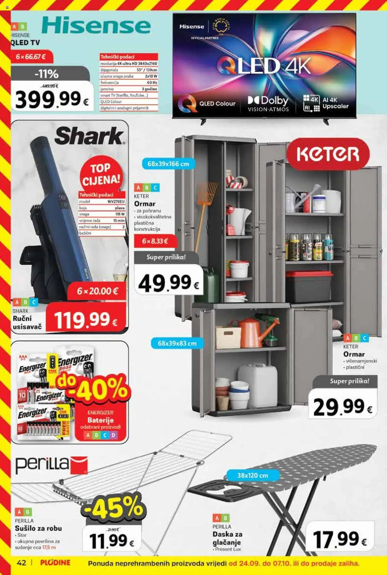 Plodine katalog | vrijedi od 01.10.2025 | Stranica: 42 | Proizvodi: Usisavač, Ormar, Baterije, Tv