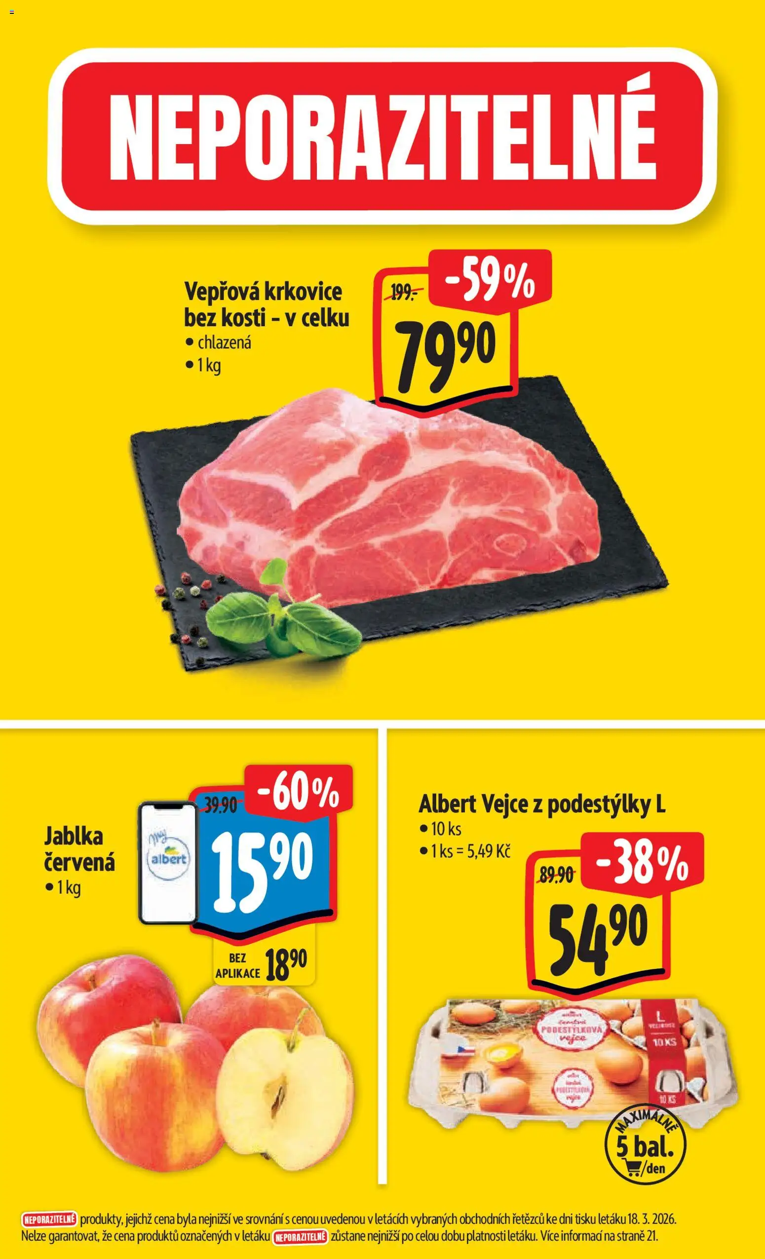 Albert leták - Hypermarket od 25.03.2026 | Strana: 3 | Produkty: Vejce, Jablka, Krkovice, Vepřová krkovice
