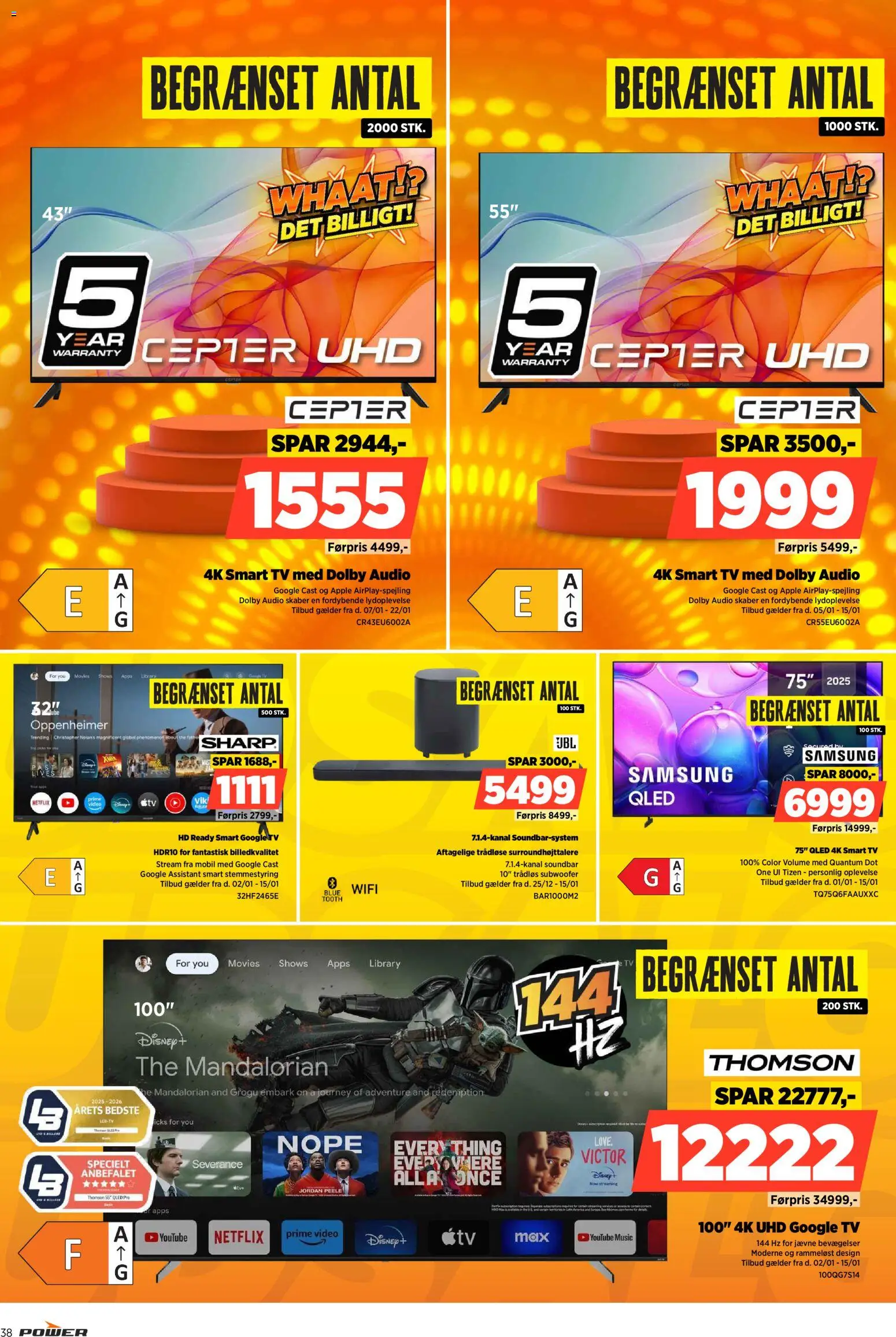 Power tilbudsavis – gyldig fra 09.01.2026 | Side: 38 | Produkter: Soundbar, Smart TV, TV, Video