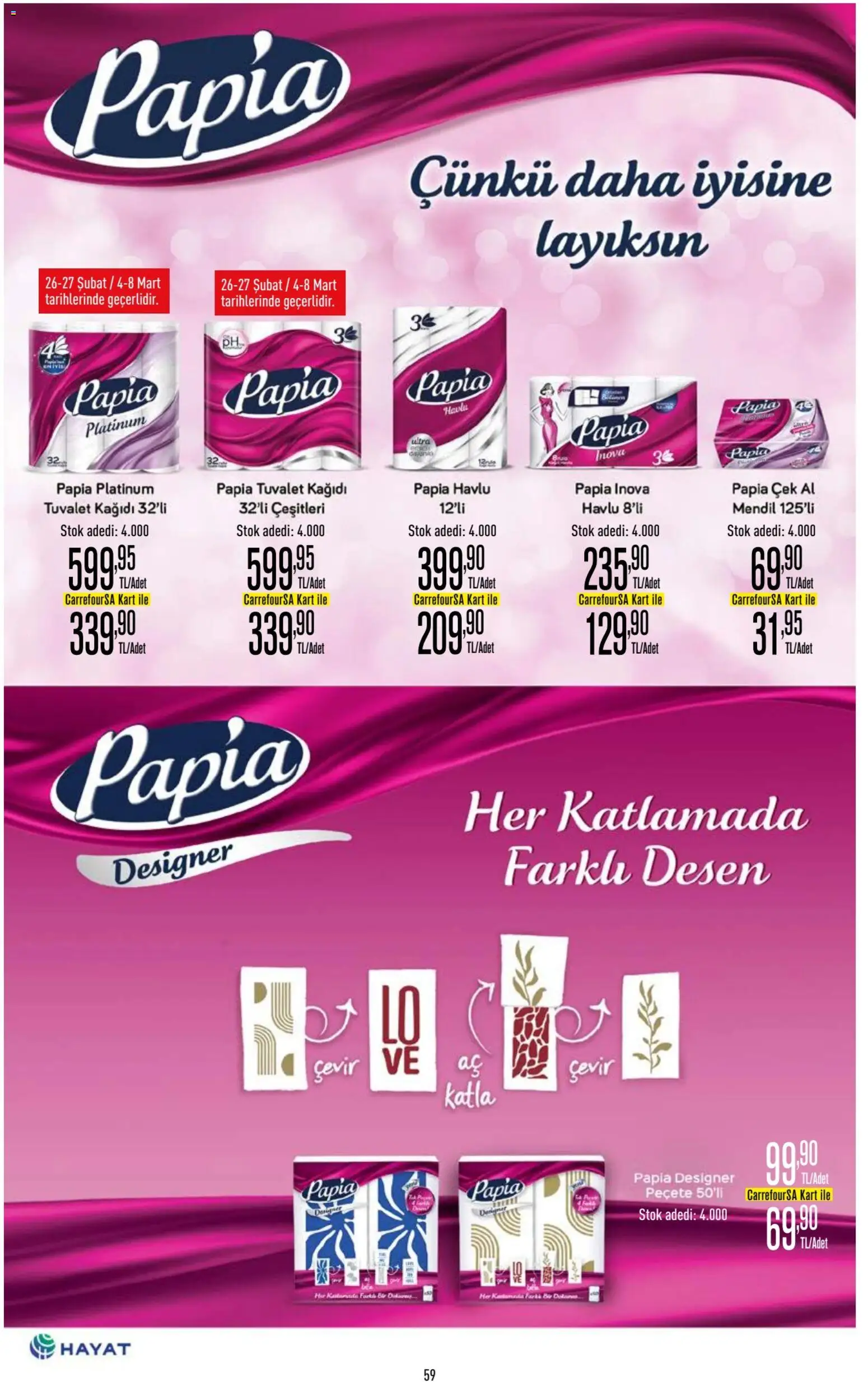 CarrefourSA Katalog - 26.02.2026 tarihinden itibaren geçerlidir | Sayfa: 59 | Ürünler: Tuvalet, Mendil, Tuvalet kağıdı