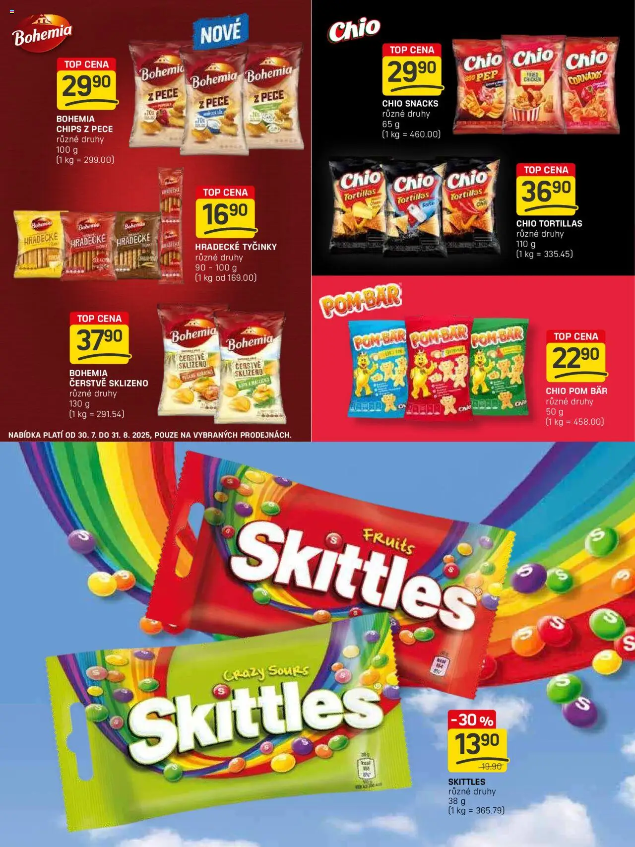 Flop leták - FlopTop od 13.08.2025 | Strana: 15 | Produkty: Tyčinky, Skittles, Hradecké tyčinky, Bohemia chips
