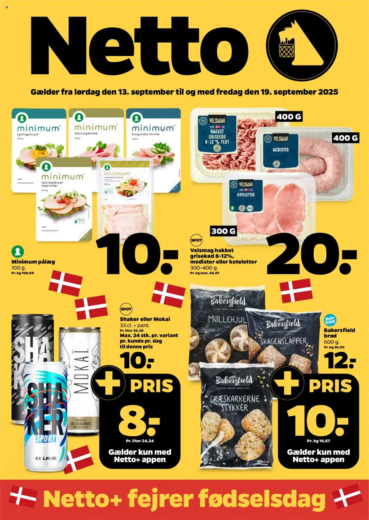 Netto tilbudsavis – gyldig fra 13.09.2025 | Side: 1 | Produkter: Brød, Skinke, Koteletter, Pålæg