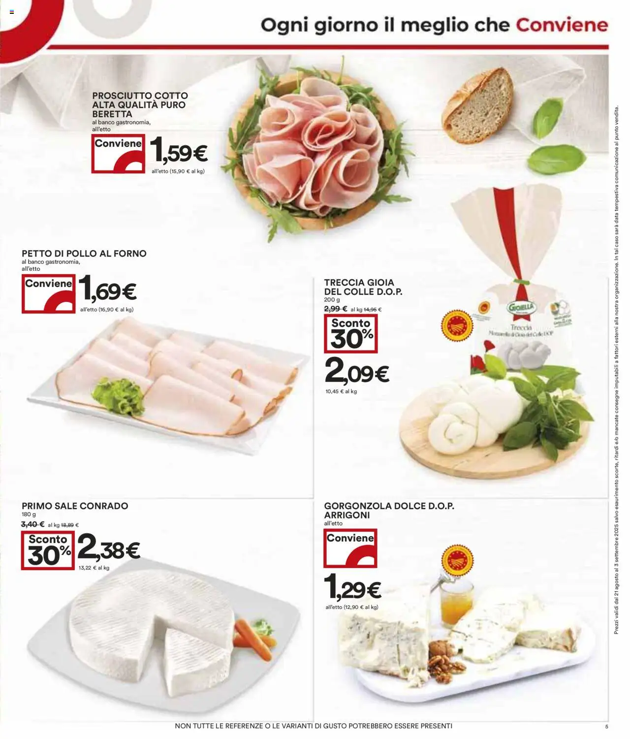 Volantino COOP del 21.08.2025 | Pagina: 5 | Prodotti: Petto di Pollo, Sale, Prosciutto, Forno
