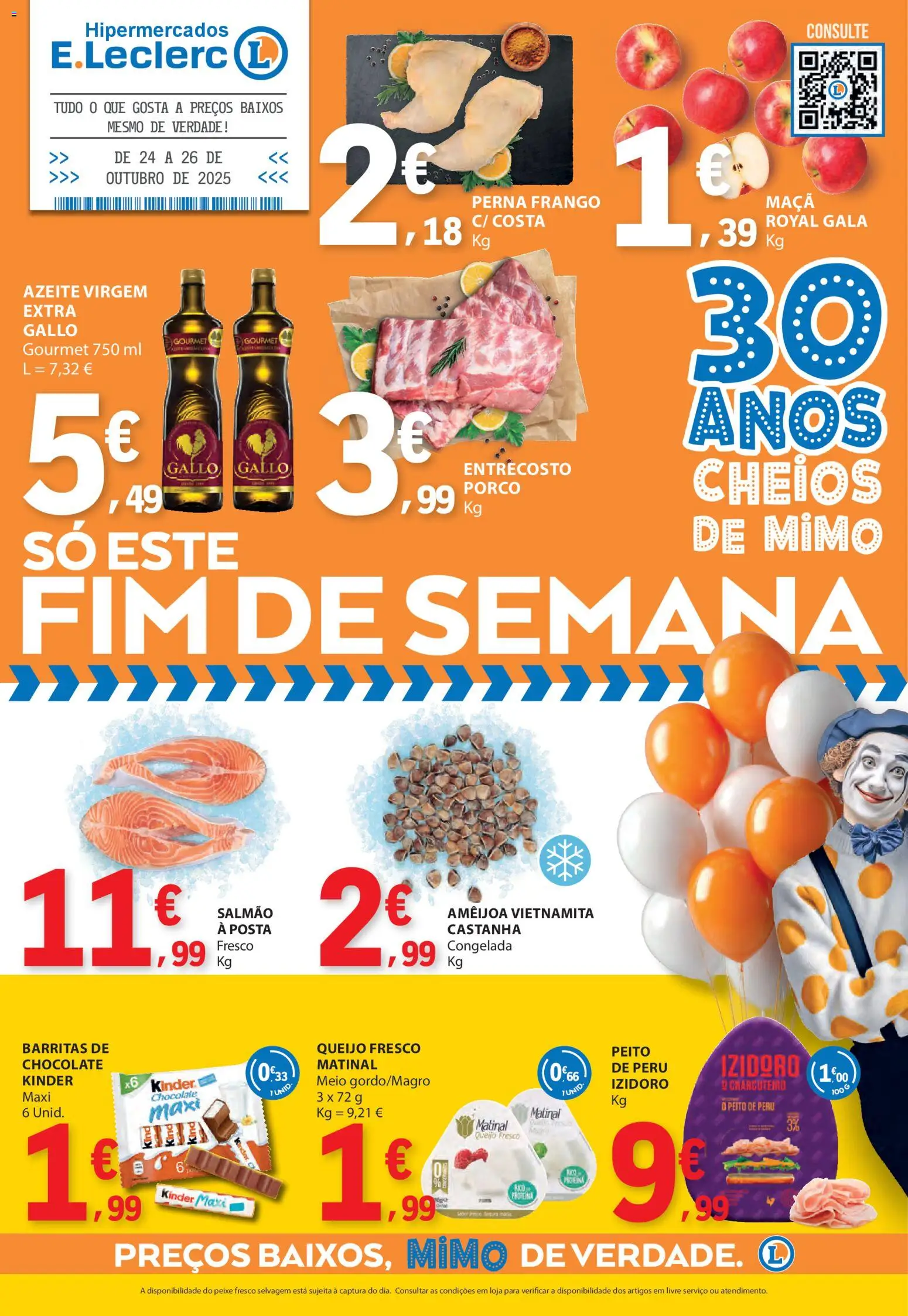 E.Leclerc Catálogo Fim de Semana │ válido de 24.10.2025 | Página: 1 | Produtos: Peru, Maça, Chocolate, Proteina