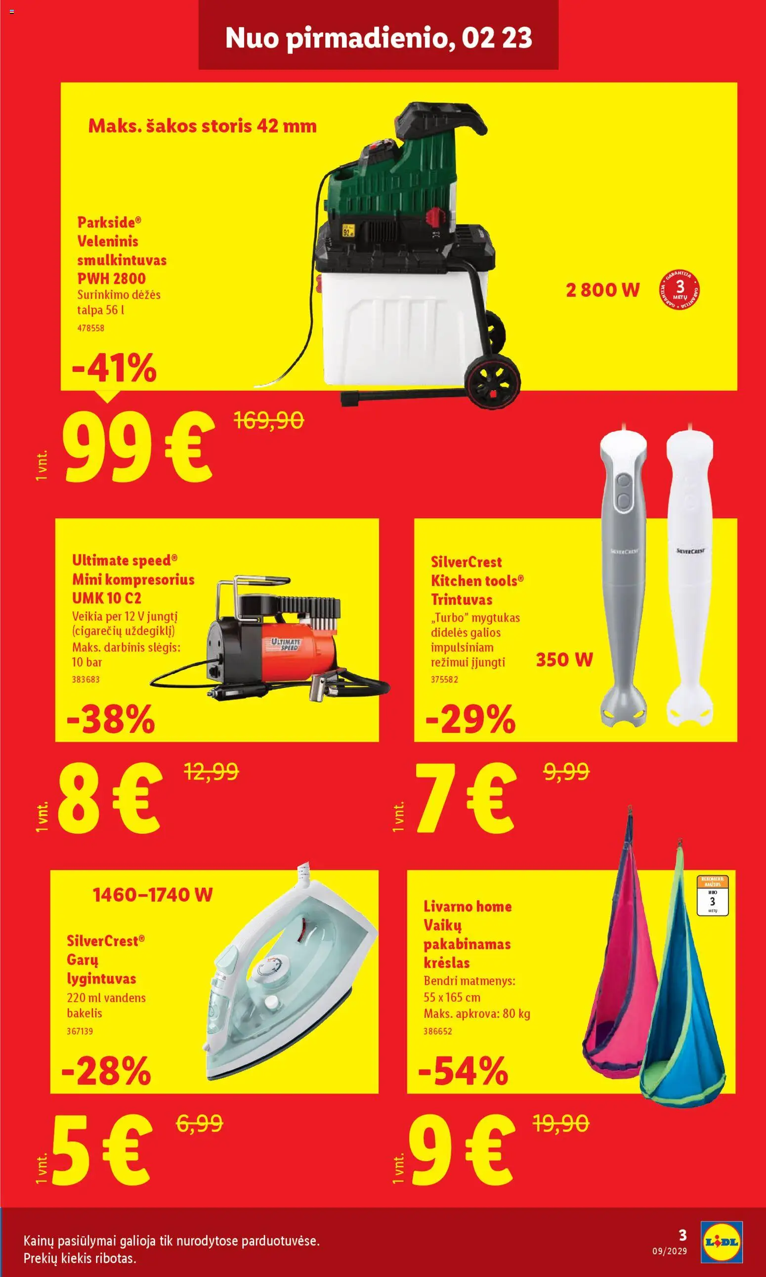 LIDL akcijos nuo 23.02.2026 | Puslapis: 3 | Prekių: Smulkintuvas, Lygintuvas