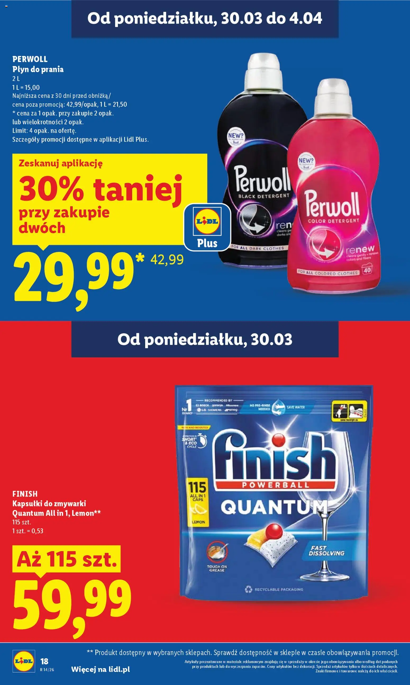 Lidl Polsko leták od 30.03.2026 | Strana: 18 | Produkty: Finish, Perwoll Black, Perwoll