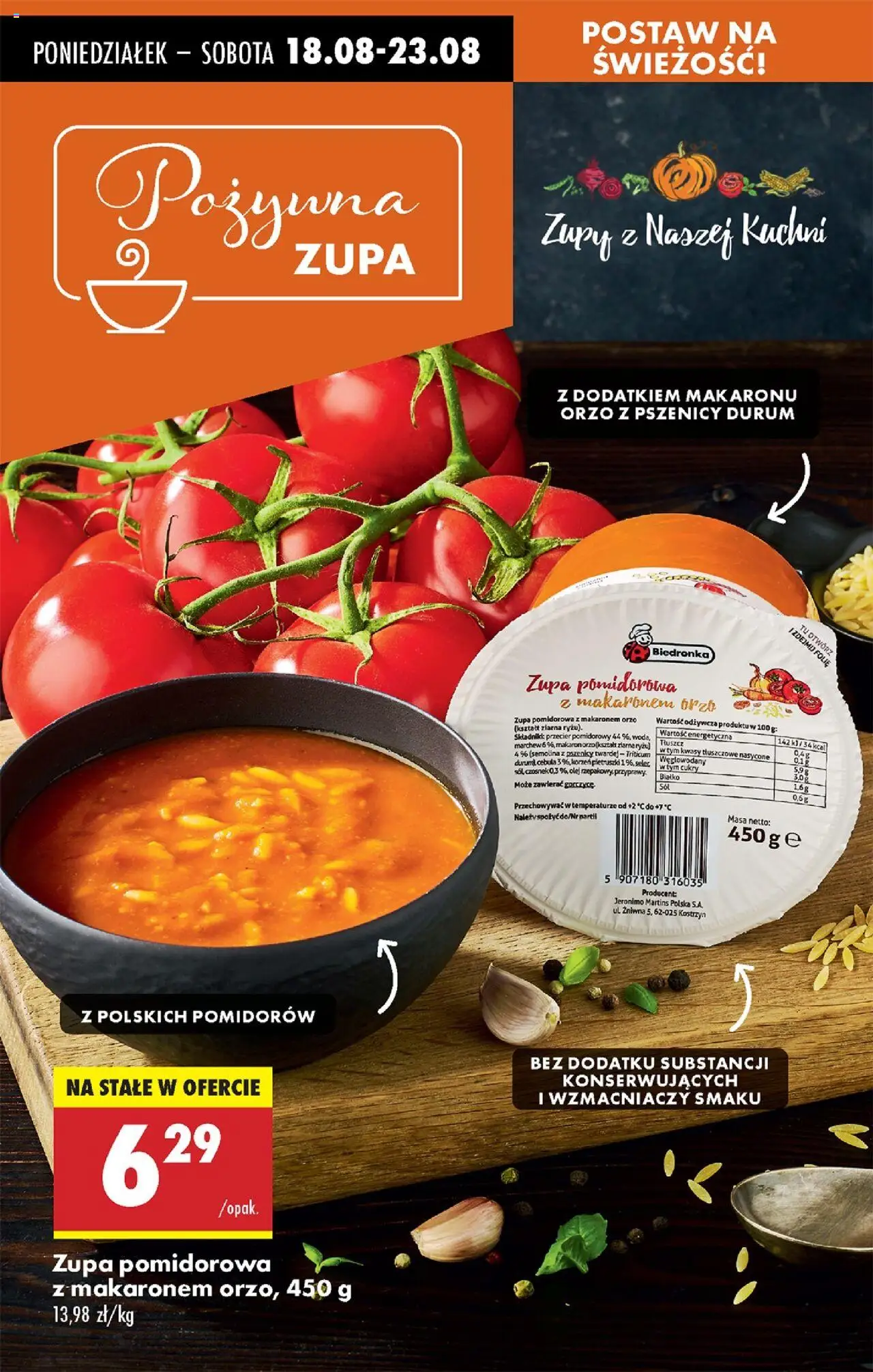 Biedronka gazetka od 18.08.2025 | Strona: 28 | Produkty: Przecier pomidorowy, Zupa, Olej, Makaron
