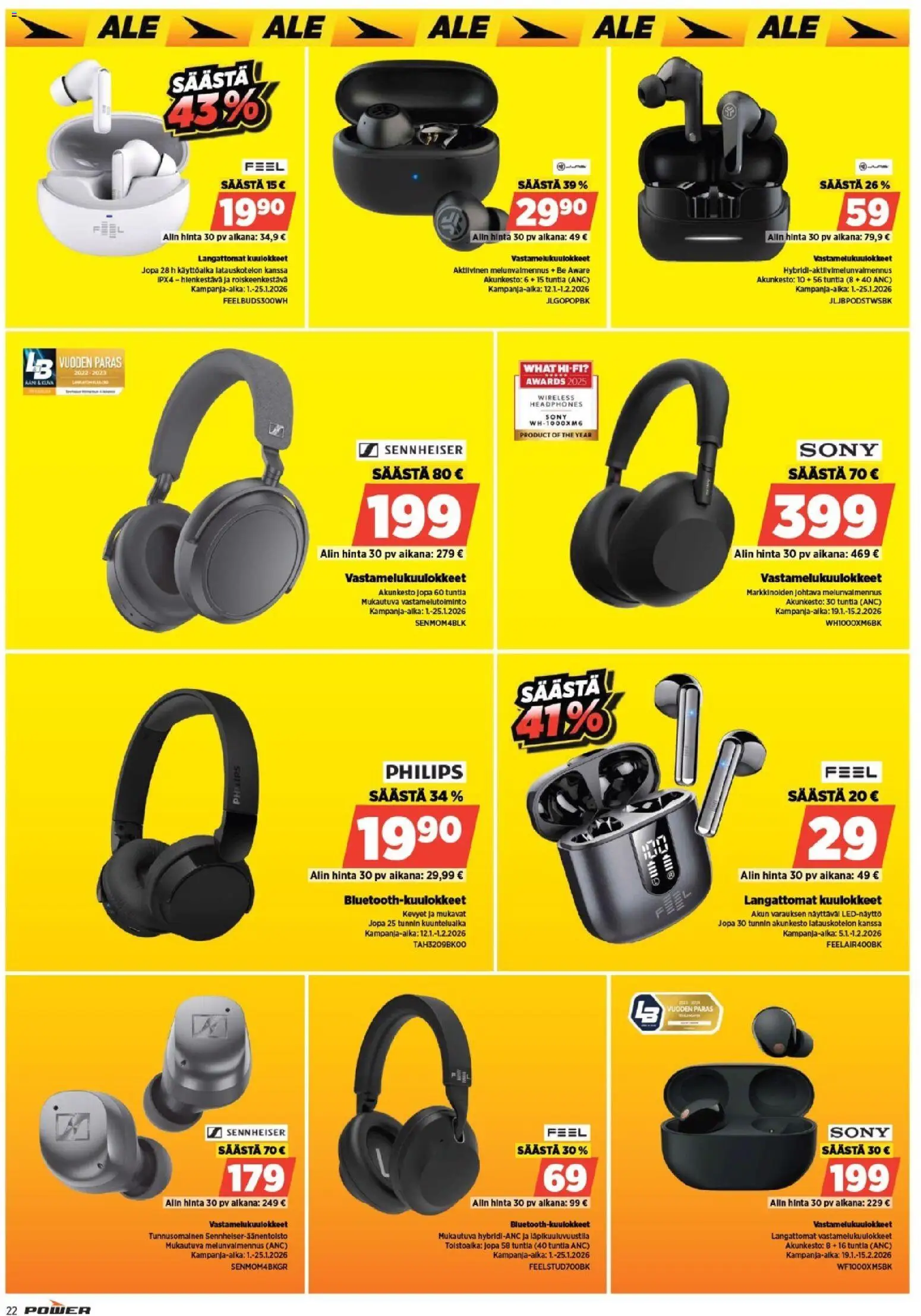 Power tarjoukset – voimassa 19.01.2026 alkaen | Sivu: 25 | Tuotteet: Vastamelukuulokkeet, Langattomat kuulokkeet, Kuulokkeet