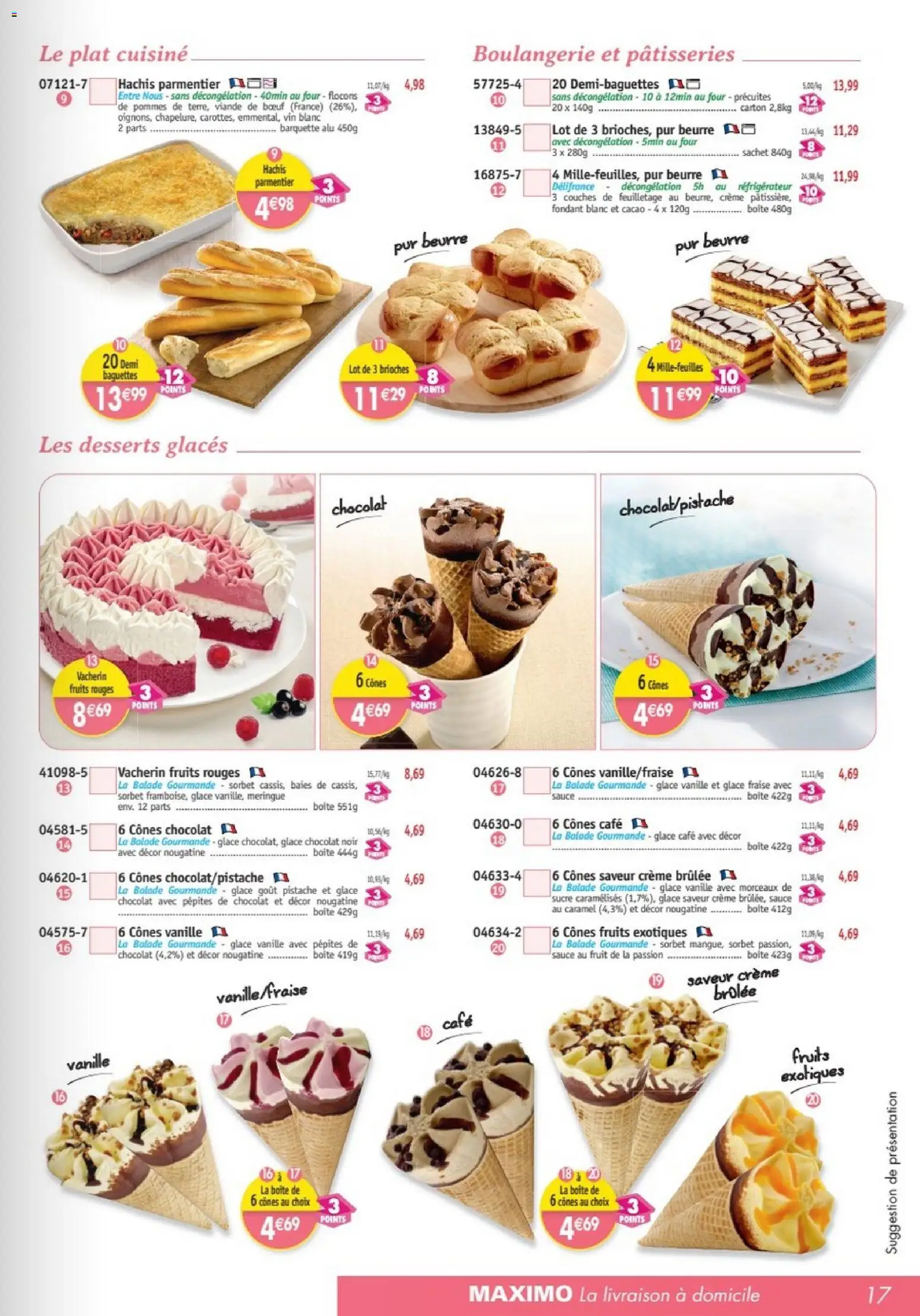 {H1} | Page: 17 | Produits: Pépites de chocolat, Cônes, Beurre, Café