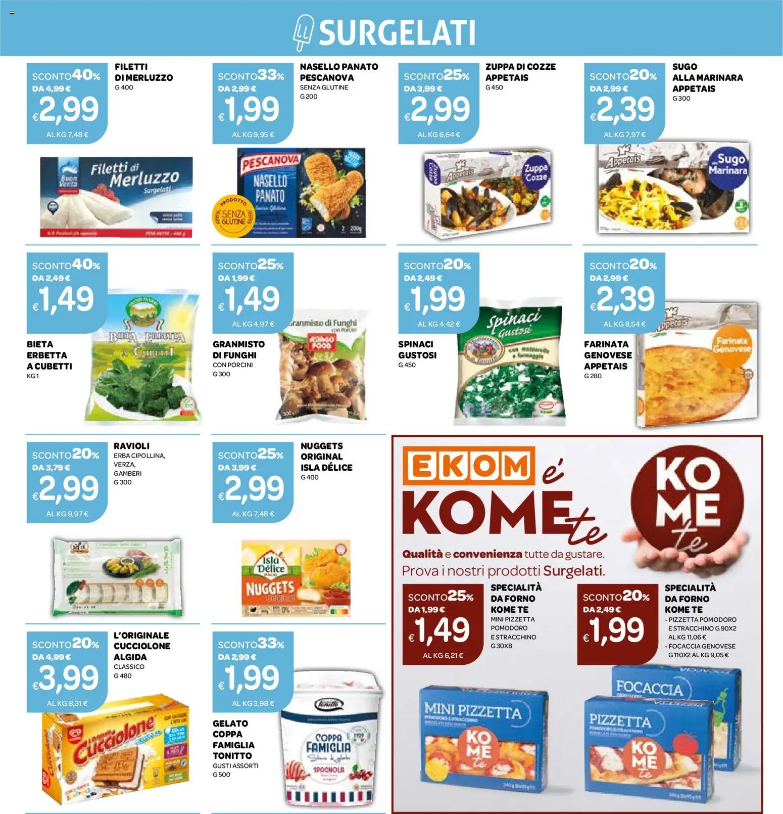 Volantino Ekom del 02.12.2025 | Pagina: 5 | Prodotti: Focaccia, Funghi, Forno, Nasello