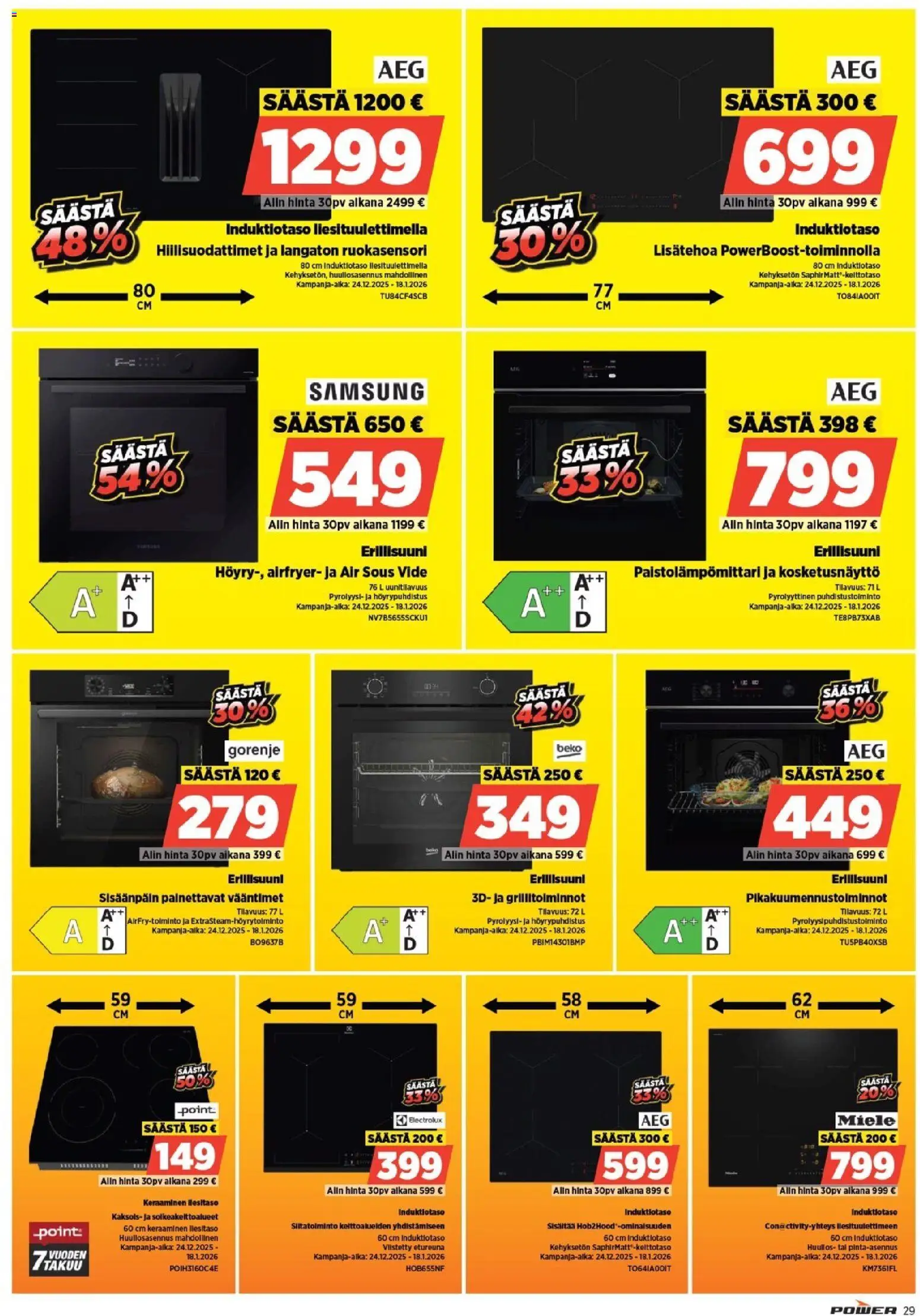 Power tarjoukset – voimassa 24.12.2025 alkaen | Sivu: 33 | Tuotteet: Induktiotaso, Erillisuuni