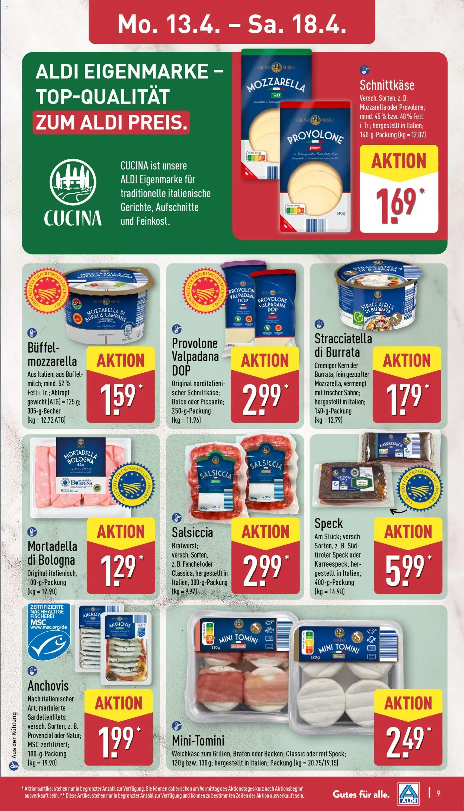 Aldi Prospekt 	 – gültig ab 13.04.2026 | Seite: 13 | Produkte: Gewicht, Mozzarella, Burrata