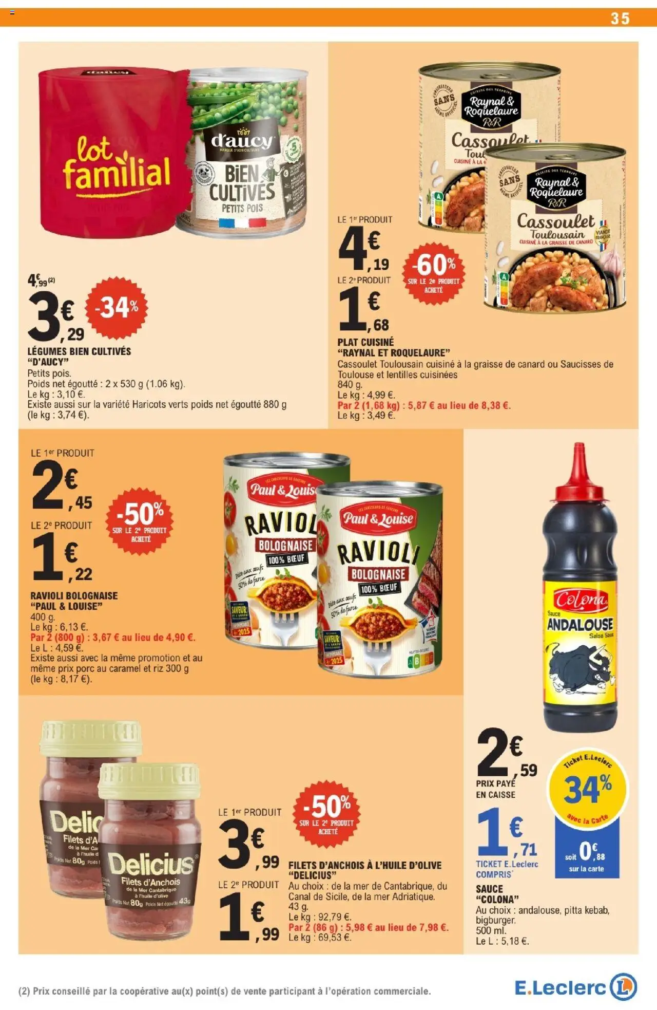 {H1} | Page: 35 | Produits: Haricots verts, Pois, Viande, Porc