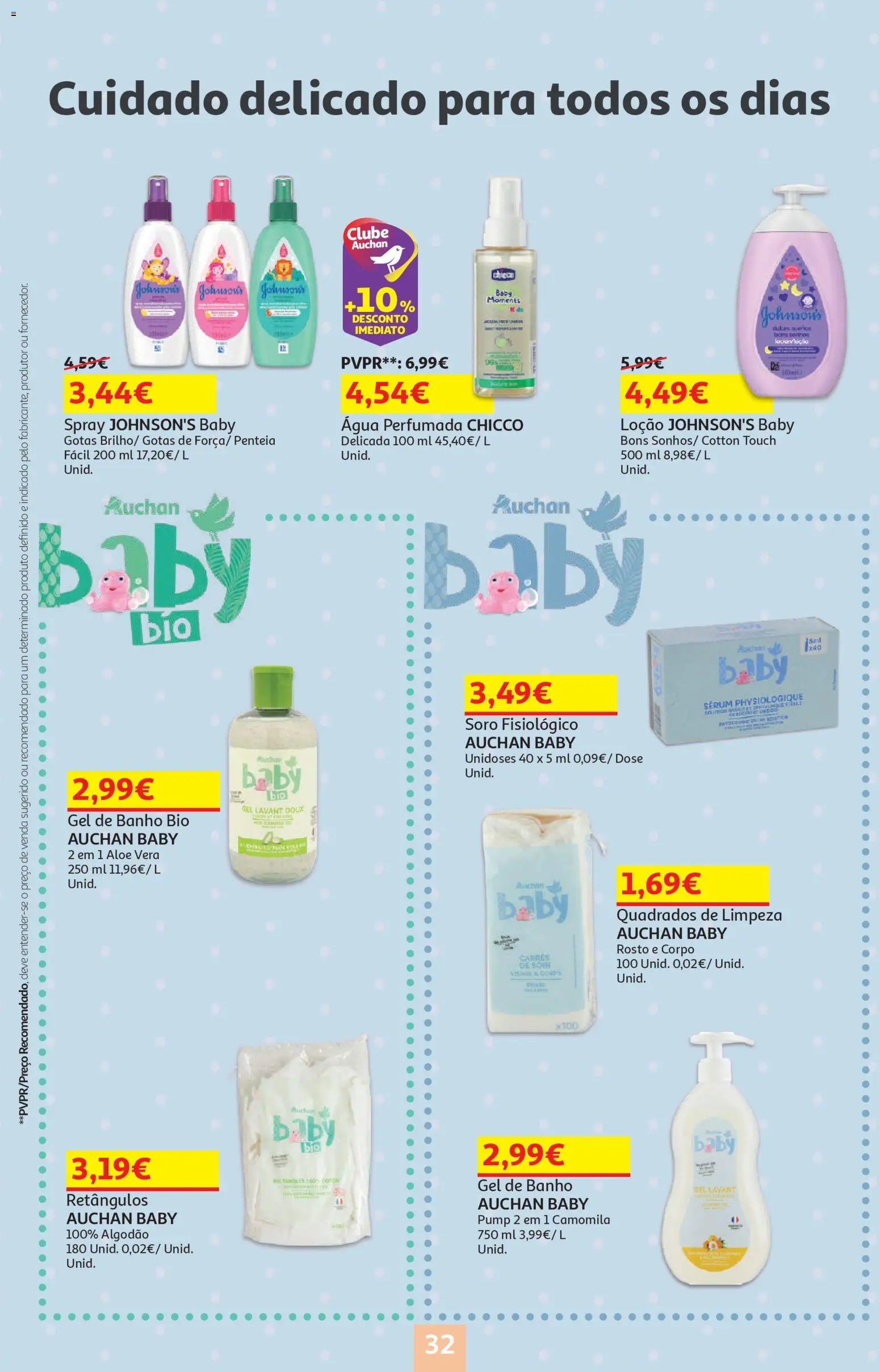 Auchan - Bebé │ válido de 13.01.2026 | Página: 32 | Produtos: Agua, Algodão, Sérum, Banho