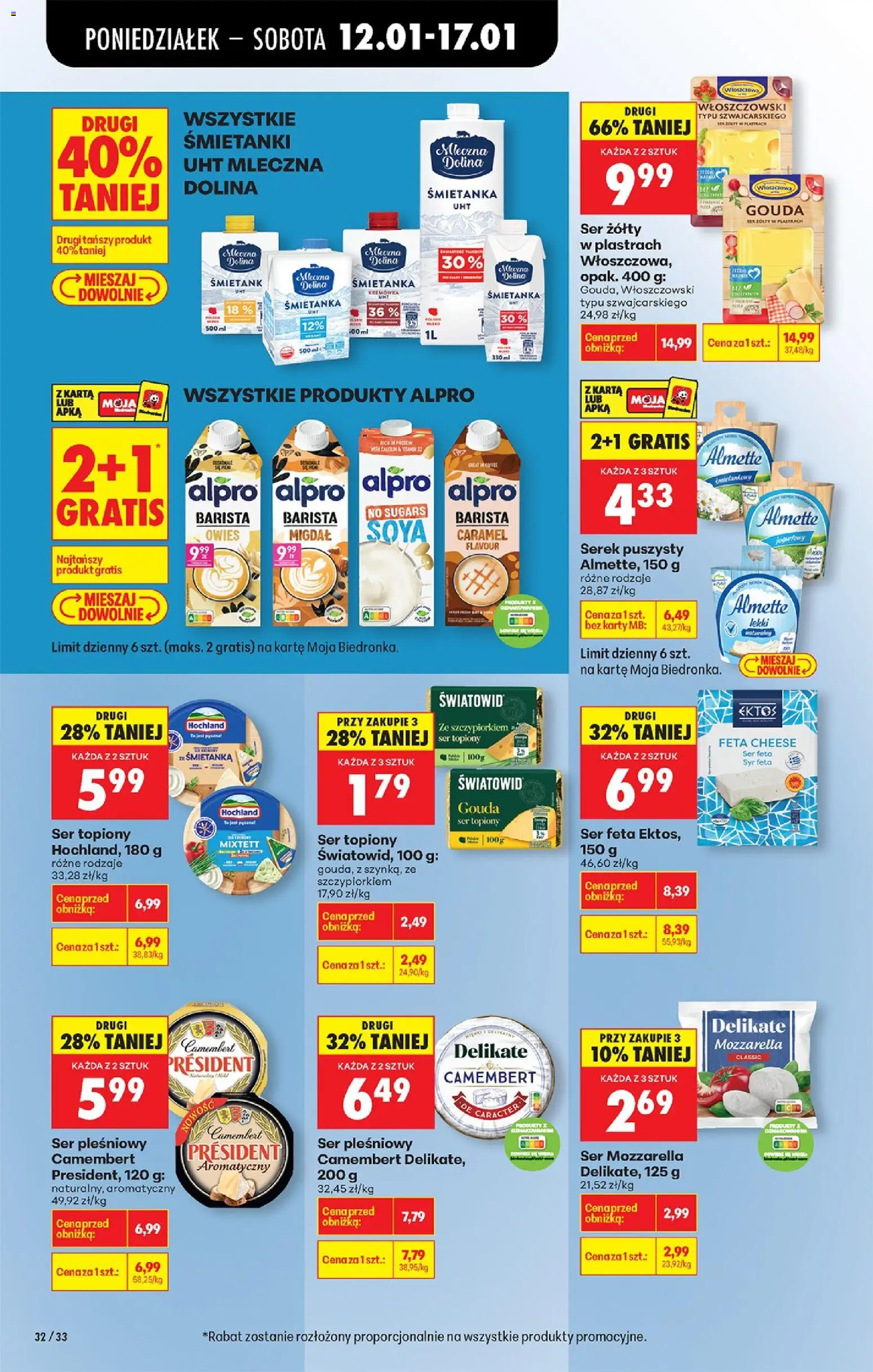Biedronka gazetka od 12.01.2026 | Strona: 40 | Produkty: Ser żółty, Ser pleśniowy, Serek, Camembert