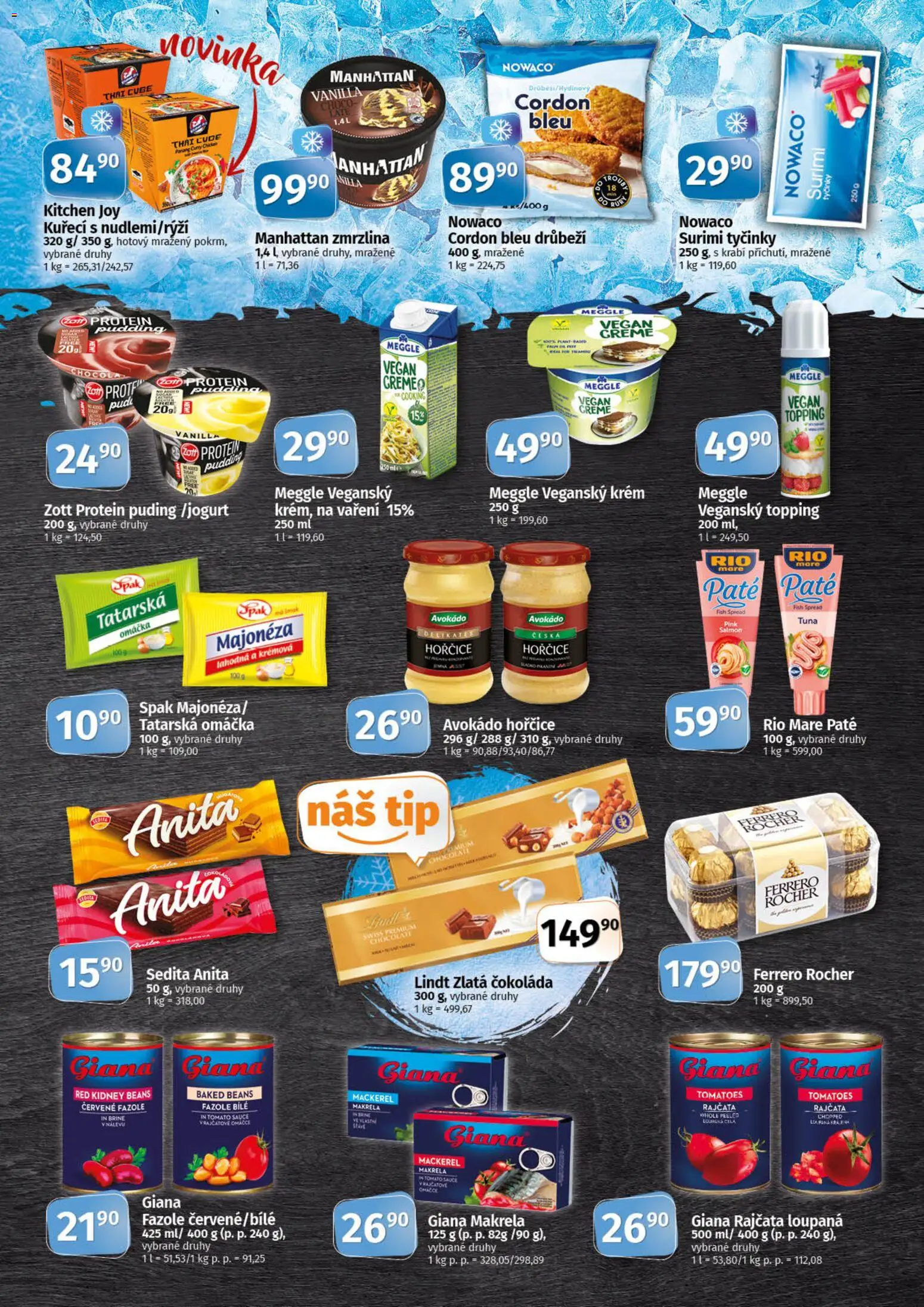 Trefa leták - COOP TIP extra od 10.12.2025 | Strana: 3 | Produkty: Lindt, Rio mare, Manhattan zmrzlina, Majonéza