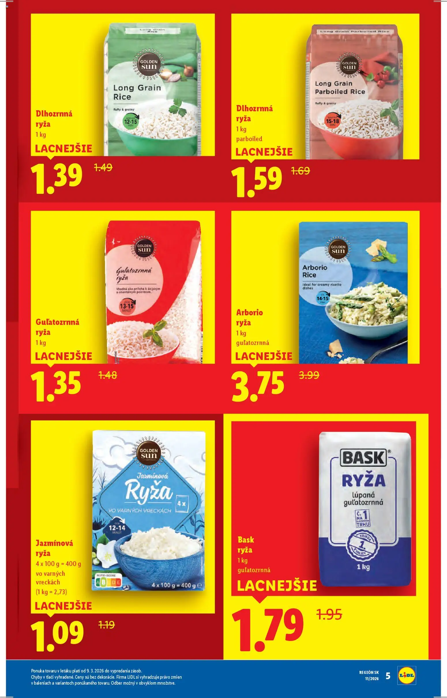Nové Lidl akcie – leták je platný od 09.03.2026 | Strana: 3 | Produkty: Ryža