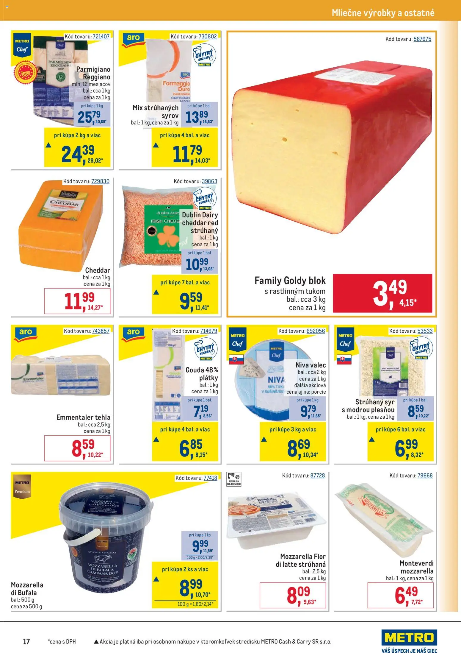 Nové Metro akcie – leták je platný od 02.01.2026 | Strana: 17 | Produkty: Syr, Gouda, Mozzarella