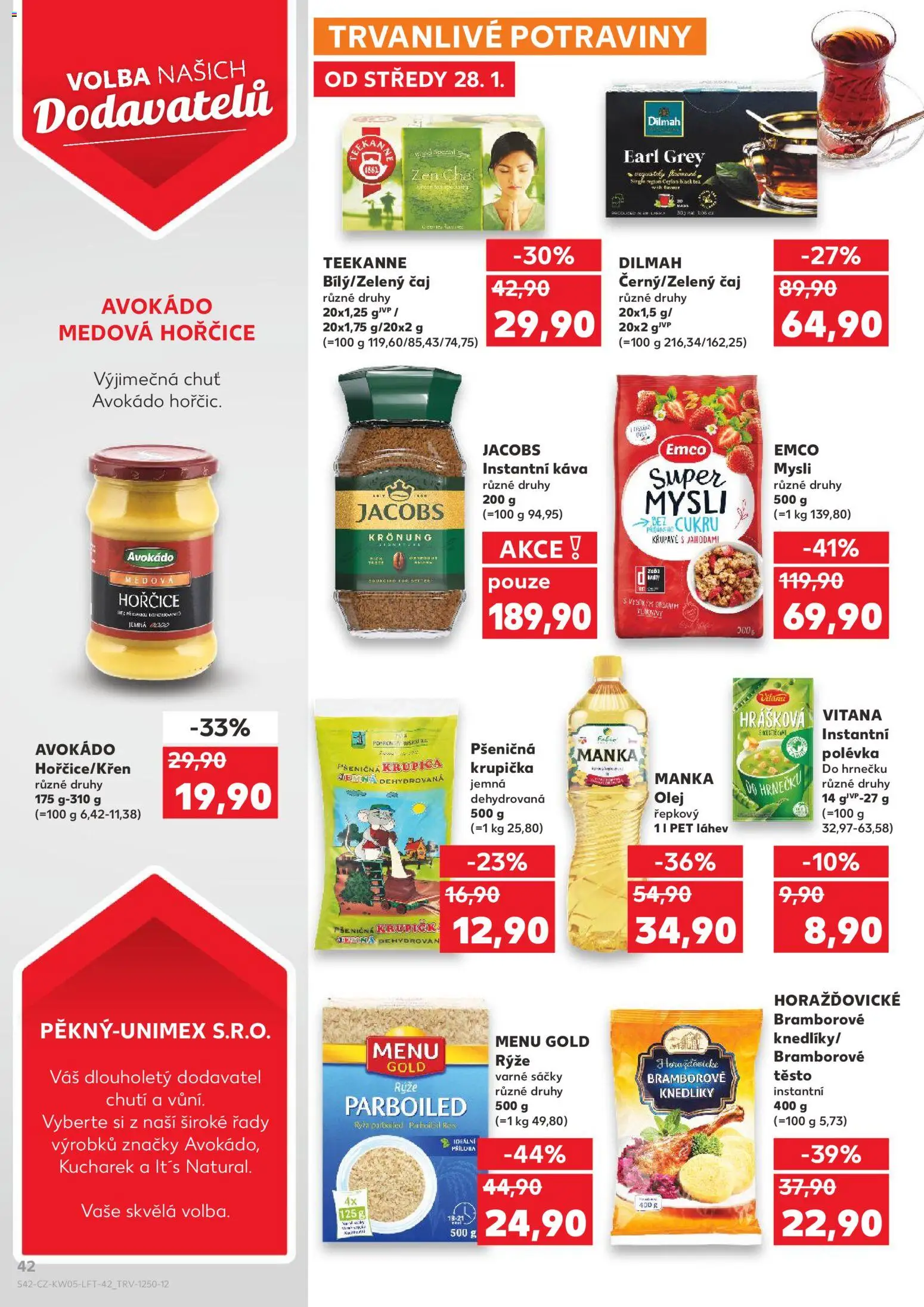 Kaufland leták - Chomutov od 28.01.2026 | Strana: 42 | Produkty: Teekanne, Jacobs, Potraviny, Mysli