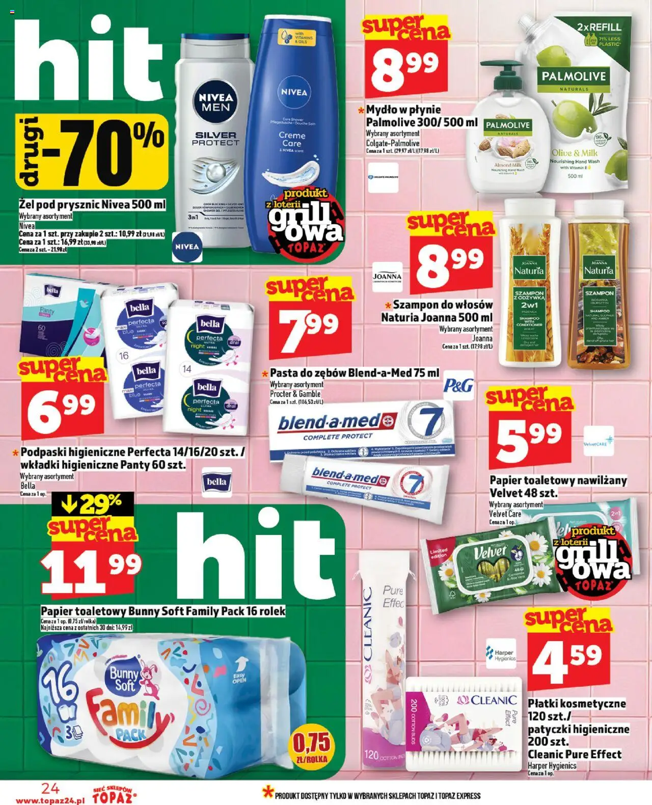 Topaz Gazetka od 12.06.2025 | Strona: 24 | Produkty: Płatki kosmetyczne, Płatki, Mydło, Pasta do zębów