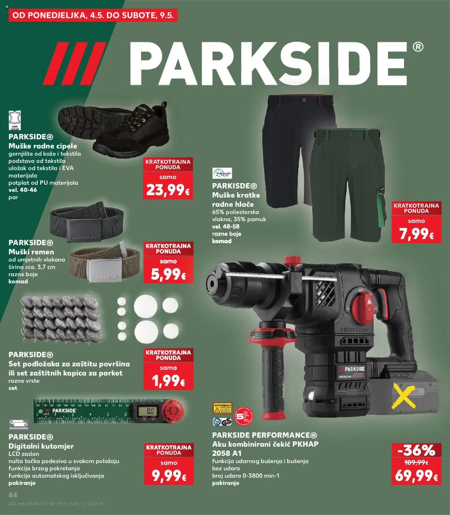 Kaufland katalog | vrijedi od 29.04.2026 | Stranica: 44 | Proizvodi: Hlače, Baterije, Parkside