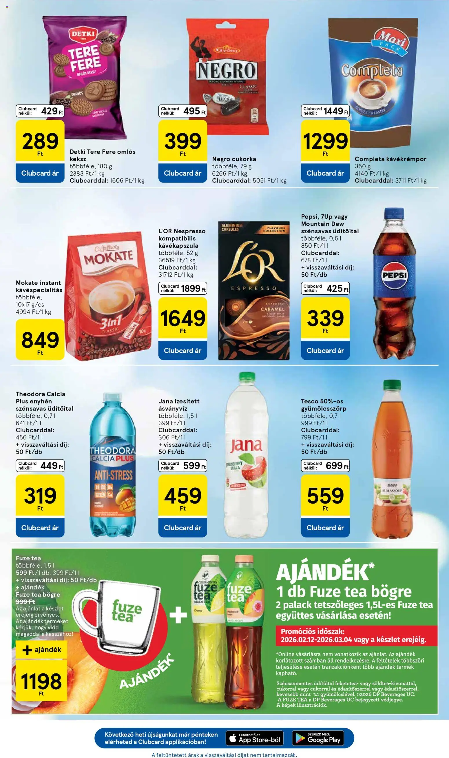 Tesco akciós ujság - amely érvényes a következő dátumtól: 19.02.2026 | Oldal: 19 | Termékek: Pepsi, Bögre, Ásványvíz, Tea