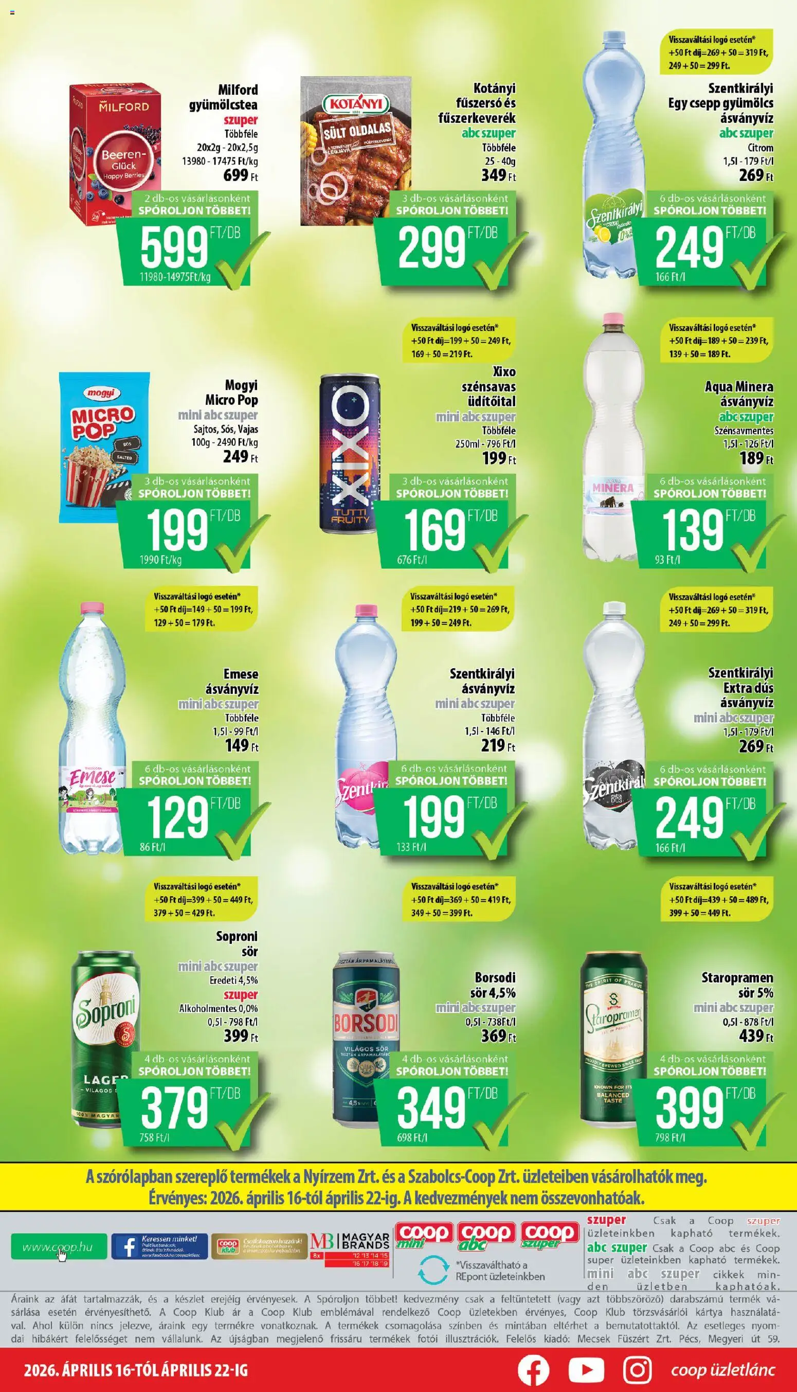 COOP akciós ujság - amely érvényes a következő dátumtól: 16.04.2026 | Oldal: 8 | Termékek: Gyümölcs, Gyümölcstea, Ásványvíz, Citrom