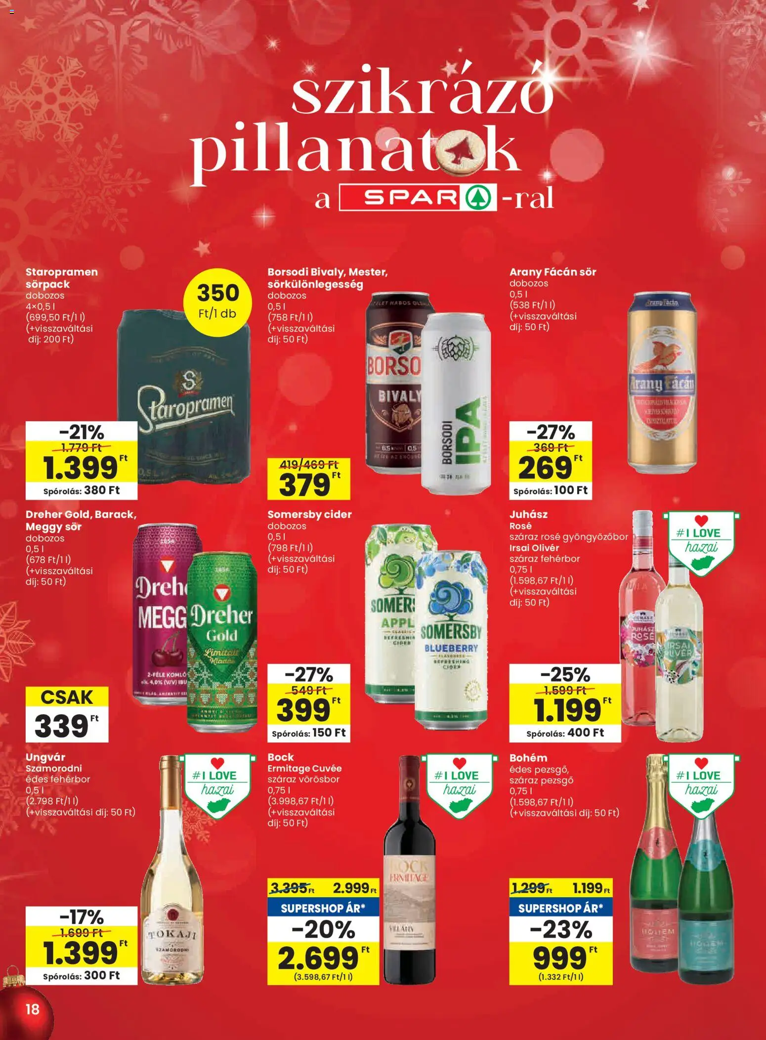Spar akciós ujság - amely érvényes a következő dátumtól: 04.12.2025 | Oldal: 18 | Termékek: Pezsgő, Cider, Sör, Fehérbor
