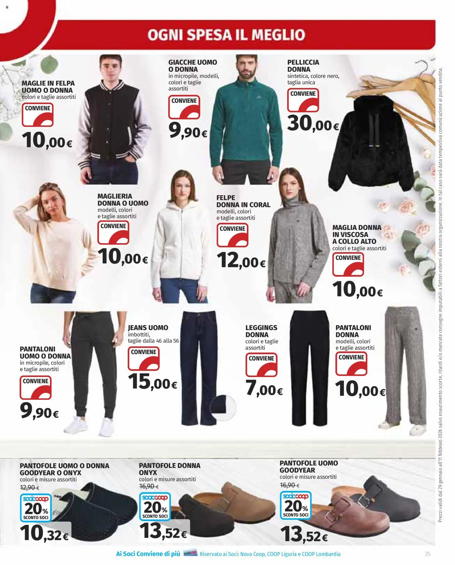 Volantino Ipercoop del 29.01.2026 | Pagina: 35 | Prodotti: Felpa, Pantaloni, Pantofole, Data