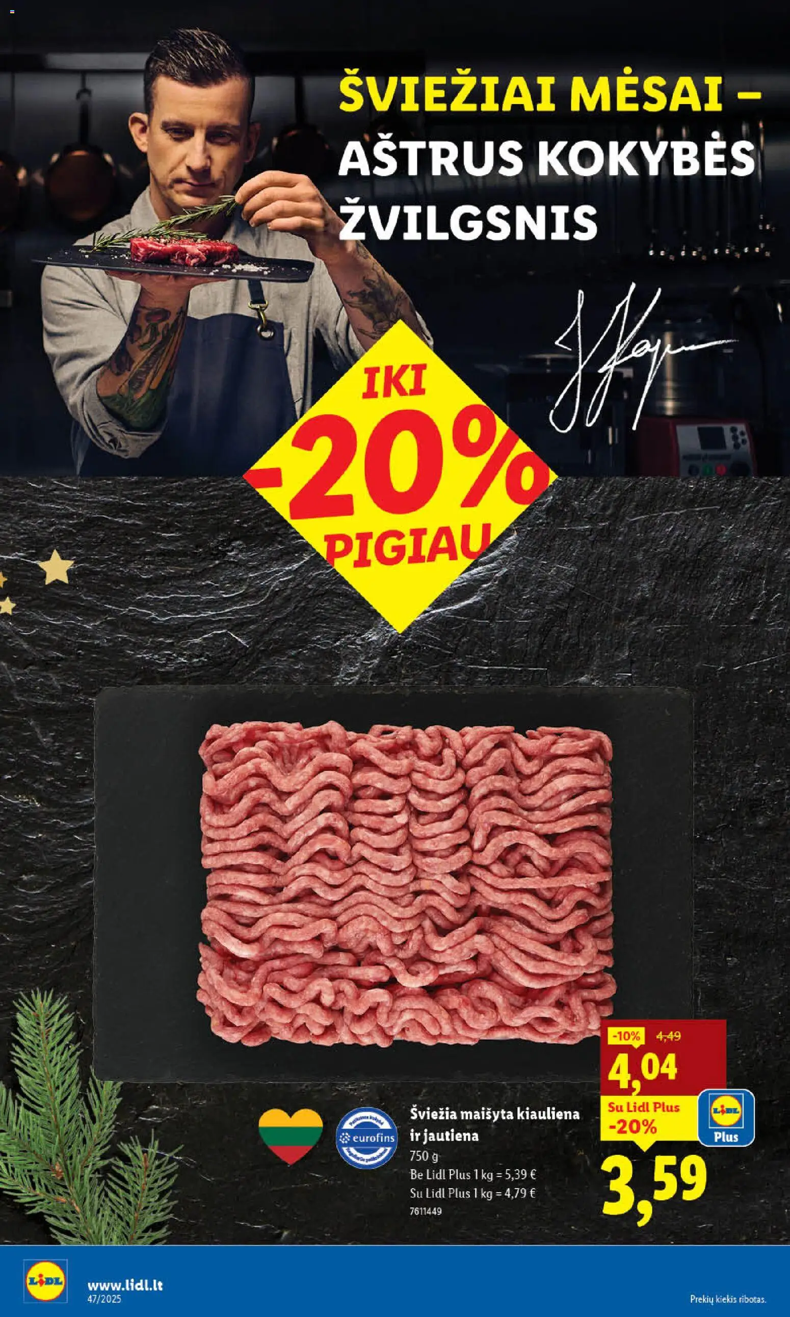 LIDL akcijos nuo 20.11.2025 | Puslapis: 16 | Prekių: Kiauliena, Jautiena