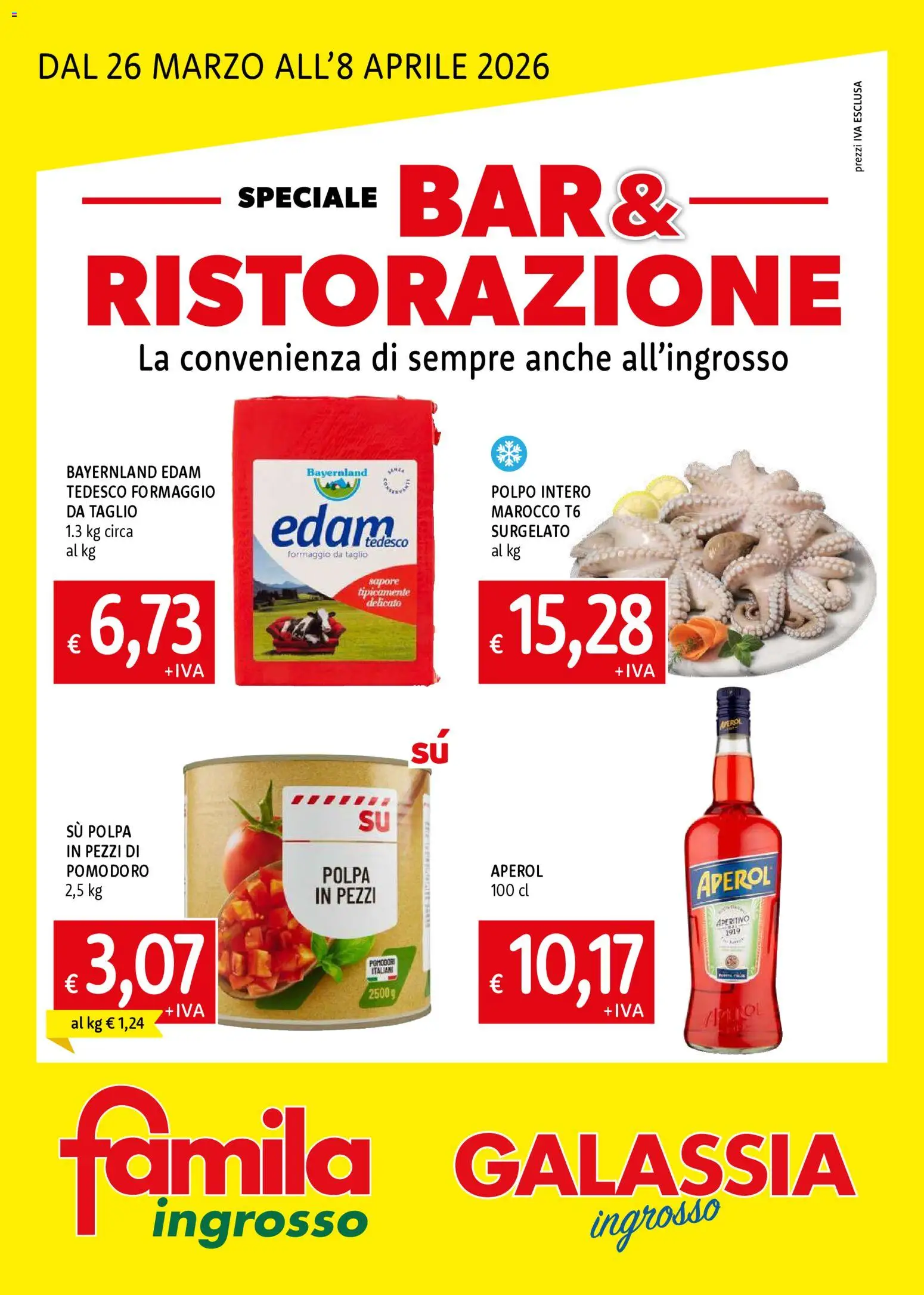 Volantino Galassia del 26.03.2026 | Pagina: 1 | Prodotti: Polpo, Pomodoro, Formaggio, Aperitivo