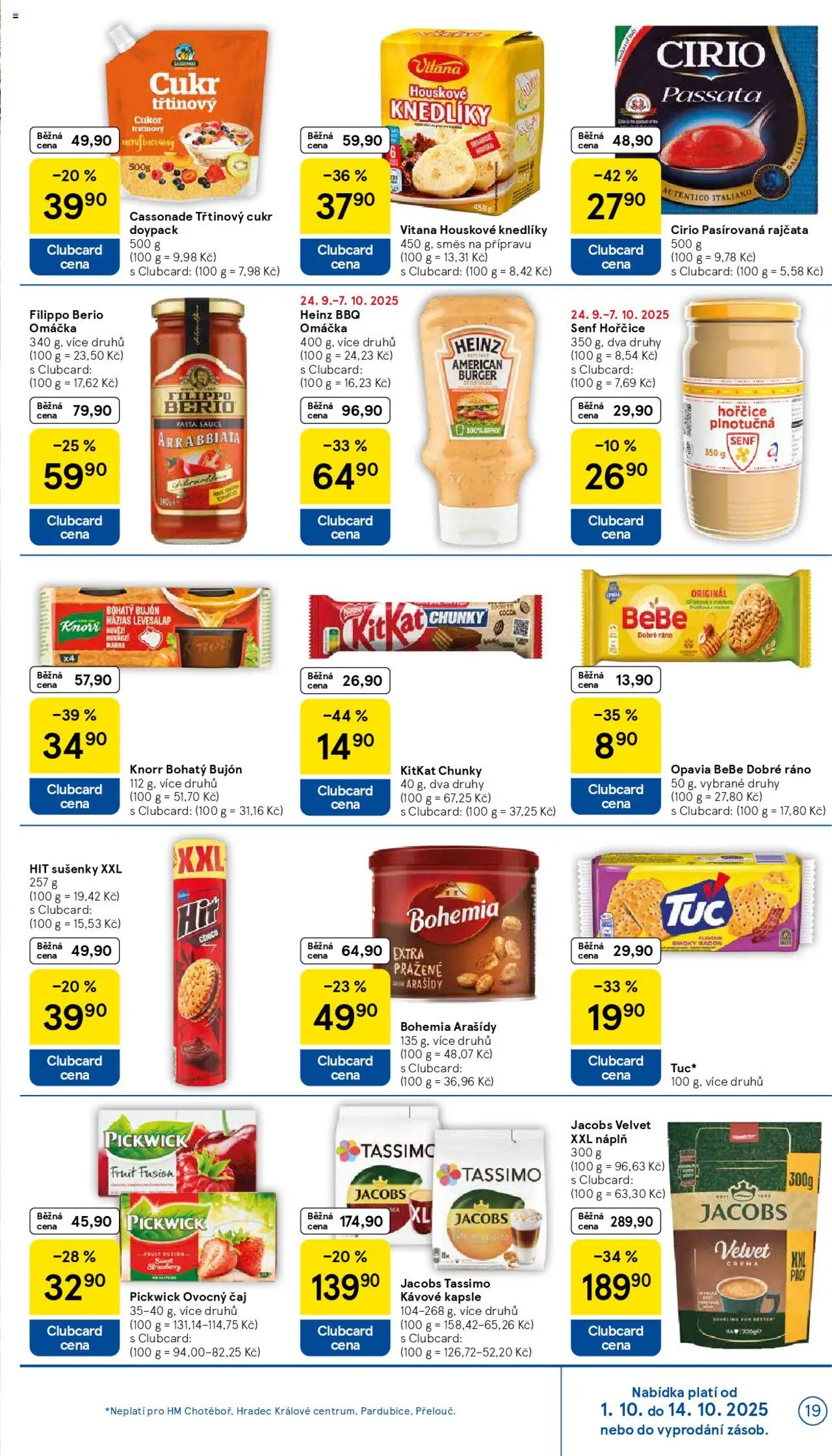 Tesco leták - Hypermarket od 01.10.2025 | Strana: 19 | Produkty: Třtinový cukr, Cookies, Passata, Velvet