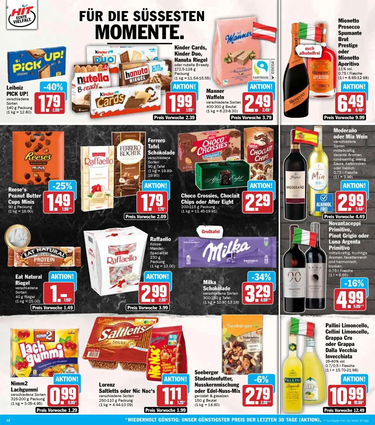 HIT - Baden-Württemberg - gültig ab dem 11.08.2025 | Seite: 12 | Produkte: Raffaello, Schokolade, Milka, Prosecco
