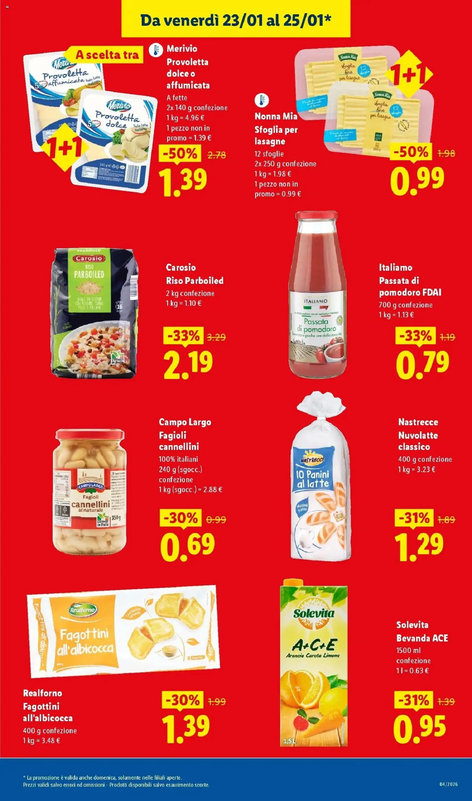 Volantino Lidl del 15.01.2026 | Pagina: 51 | Prodotti: Cannellini, Pasta, Passata di pomodoro, Arancia