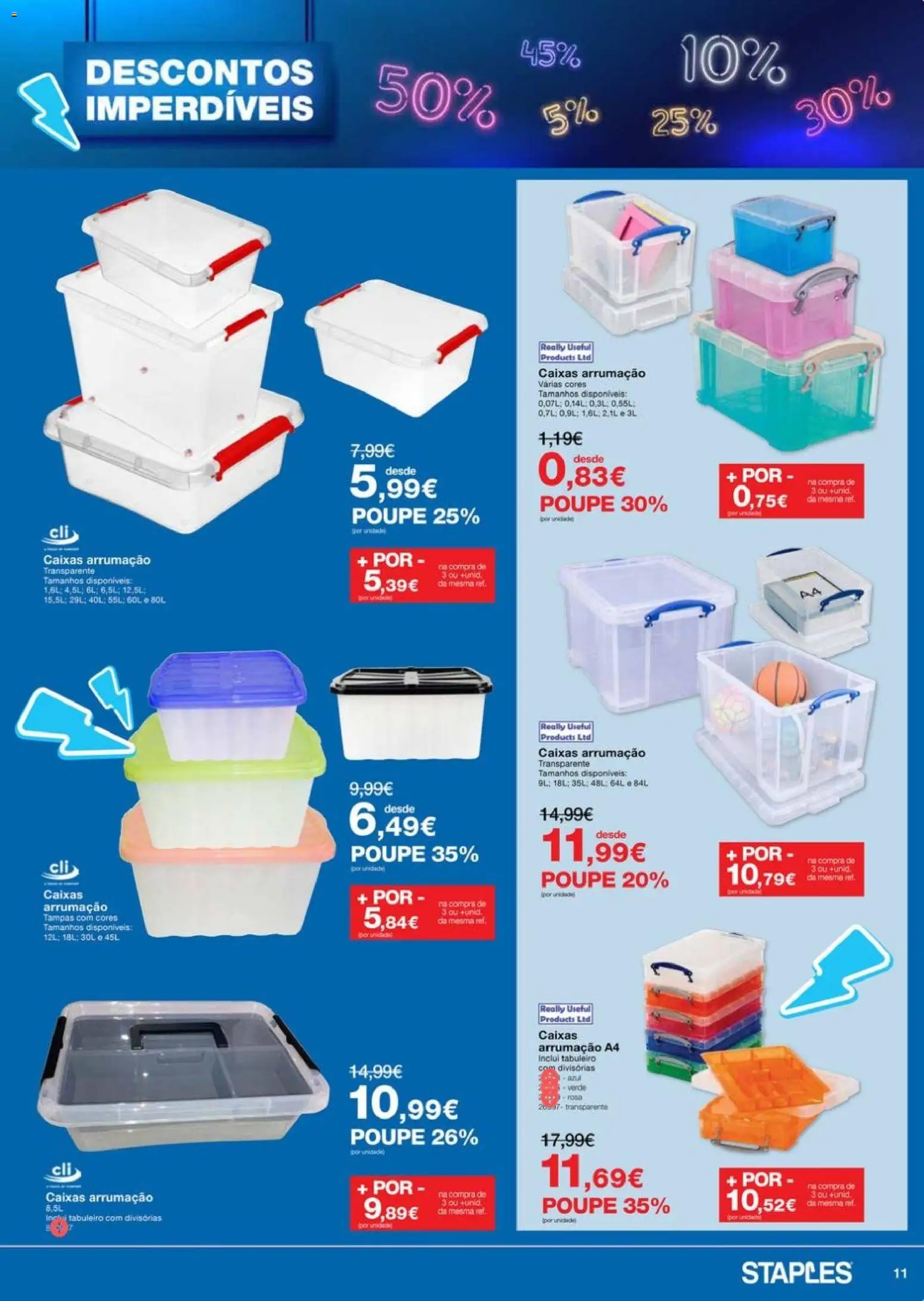 Staples Descontos Imperdíveis Abril 2026 │ válido de 06.04.2026 | Página: 11 | Produtos: Caixas arrumação