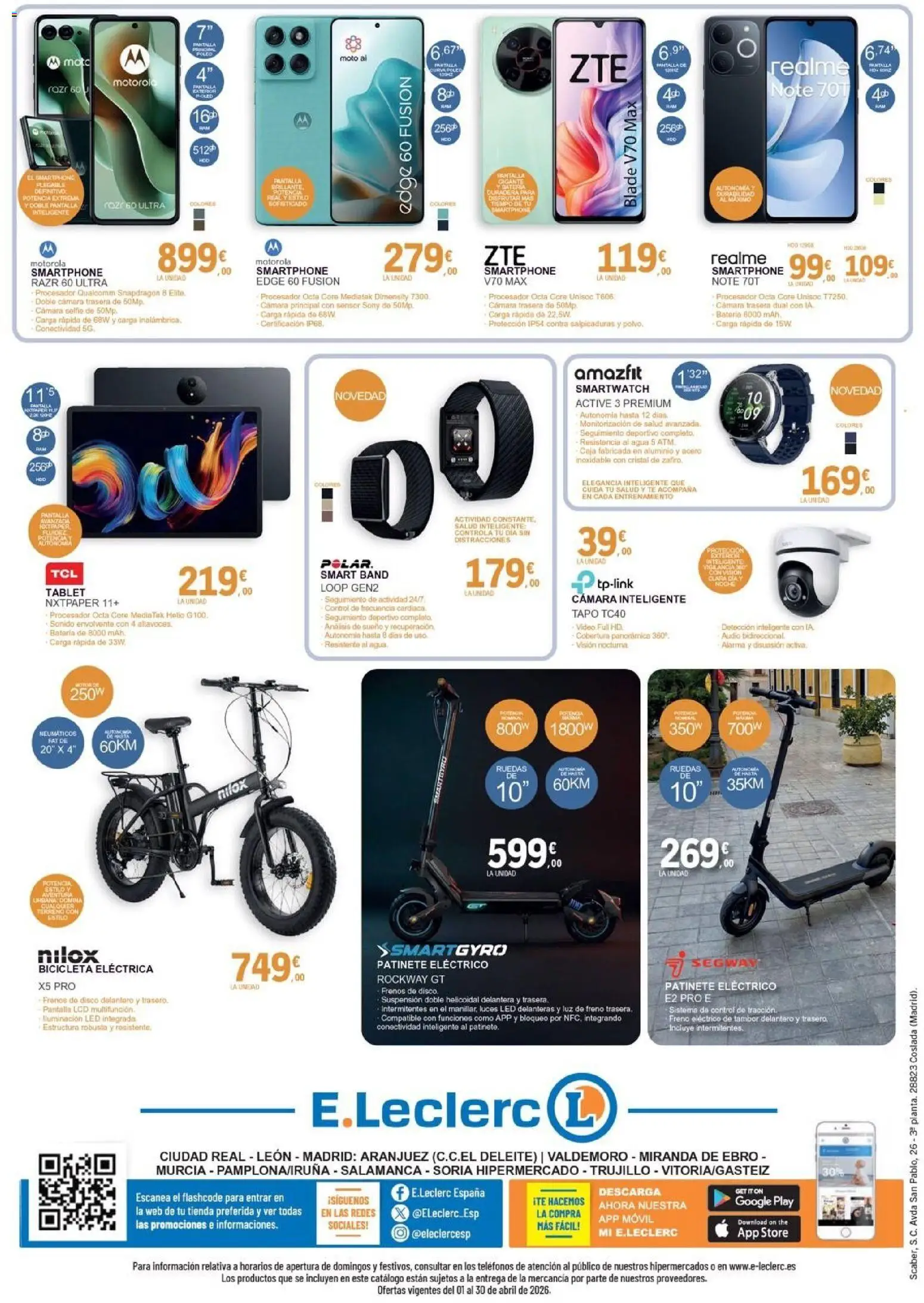 E.Leclerc folleto Renovar │ válido desde el 01.04.2026 | Página: 8 | Productos: Bicicleta, Patinete, Cámara, Caja