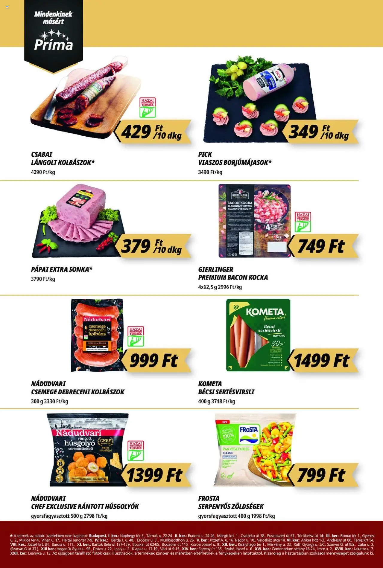 CBA Príma akciós ujság - amely érvényes a következő dátumtól: 09.10.2025 | Oldal: 2 | Termékek: Kolbász, Debreceni, Pick, Bacon