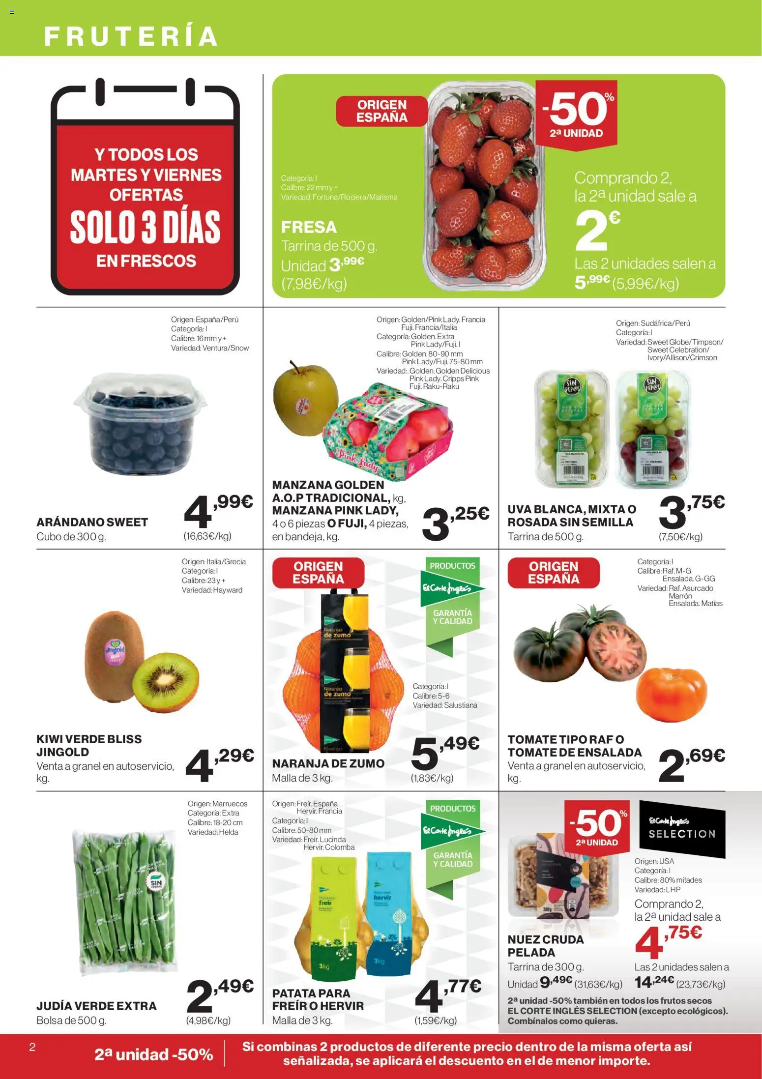 El Corte Inglés ofertas │ válido desde el 12.03.2026 | Página: 2 | Productos: Naranjas, Manzana, Ensalada, Bolsa