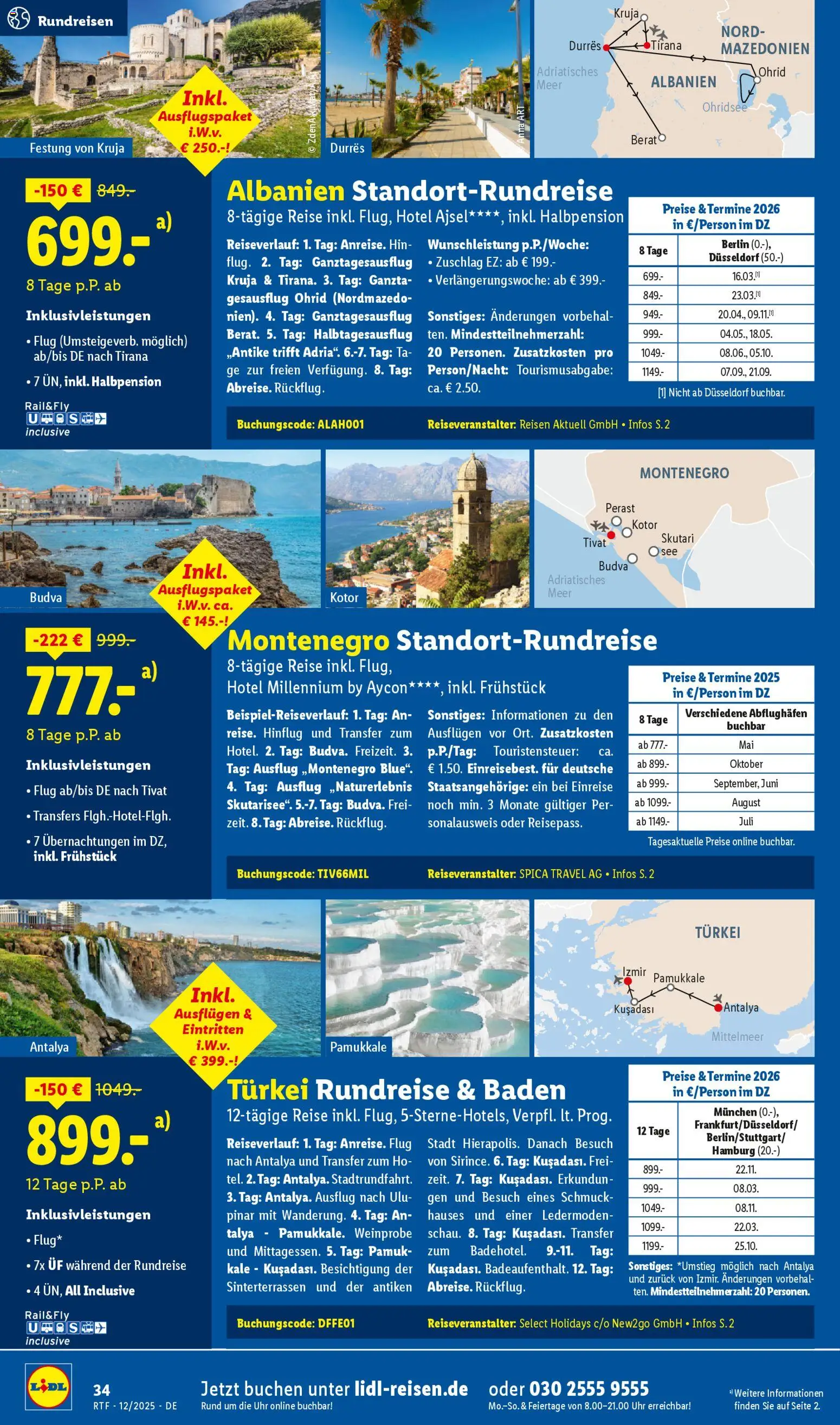 Lidl Reisen Dezember/Januar Reise-Highlights – gültig ab 12.12.2025 | Seite: 34 | Produkte: Uhr