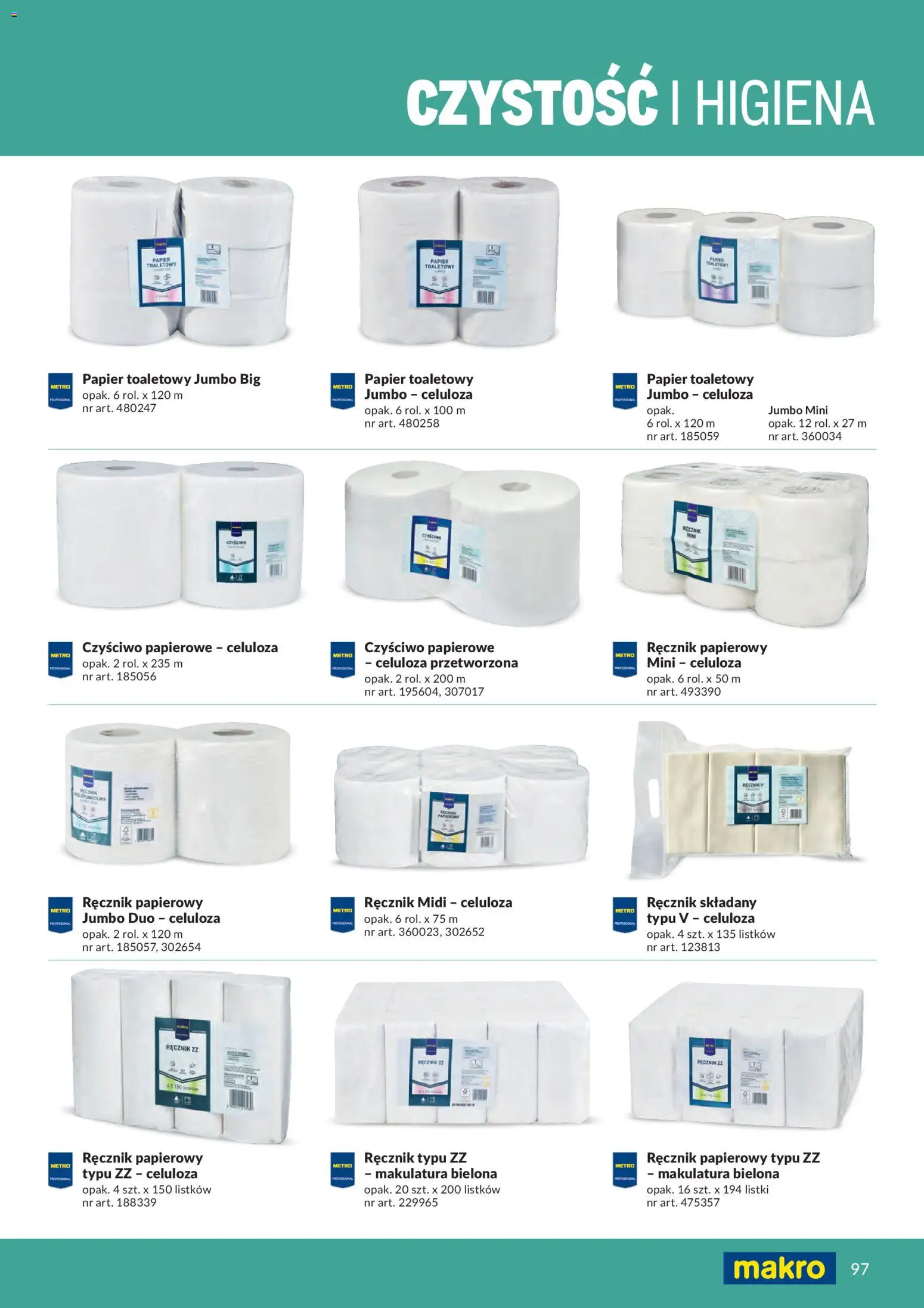 Makro gazetka - Produktów marek własnych dla profesjonalnej Gastronomii od 01.03.2026 | Strona: 97 | Produkty: Papier toaletowy, Ręcznik papierowy